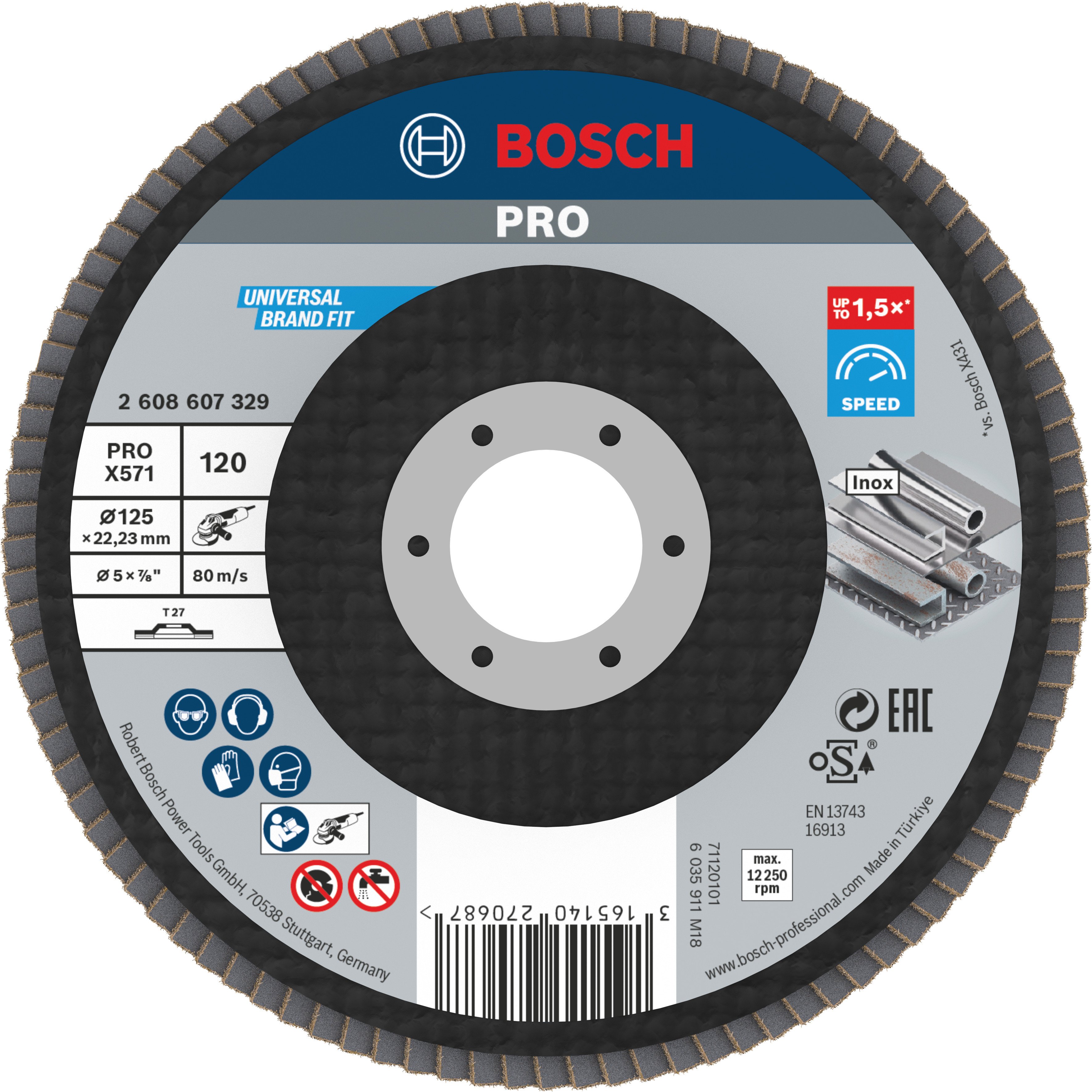 Bosch Accessoires 1 Lamellenschijf 125 X571, 
Best for Metal recht, 120 - 2608607329