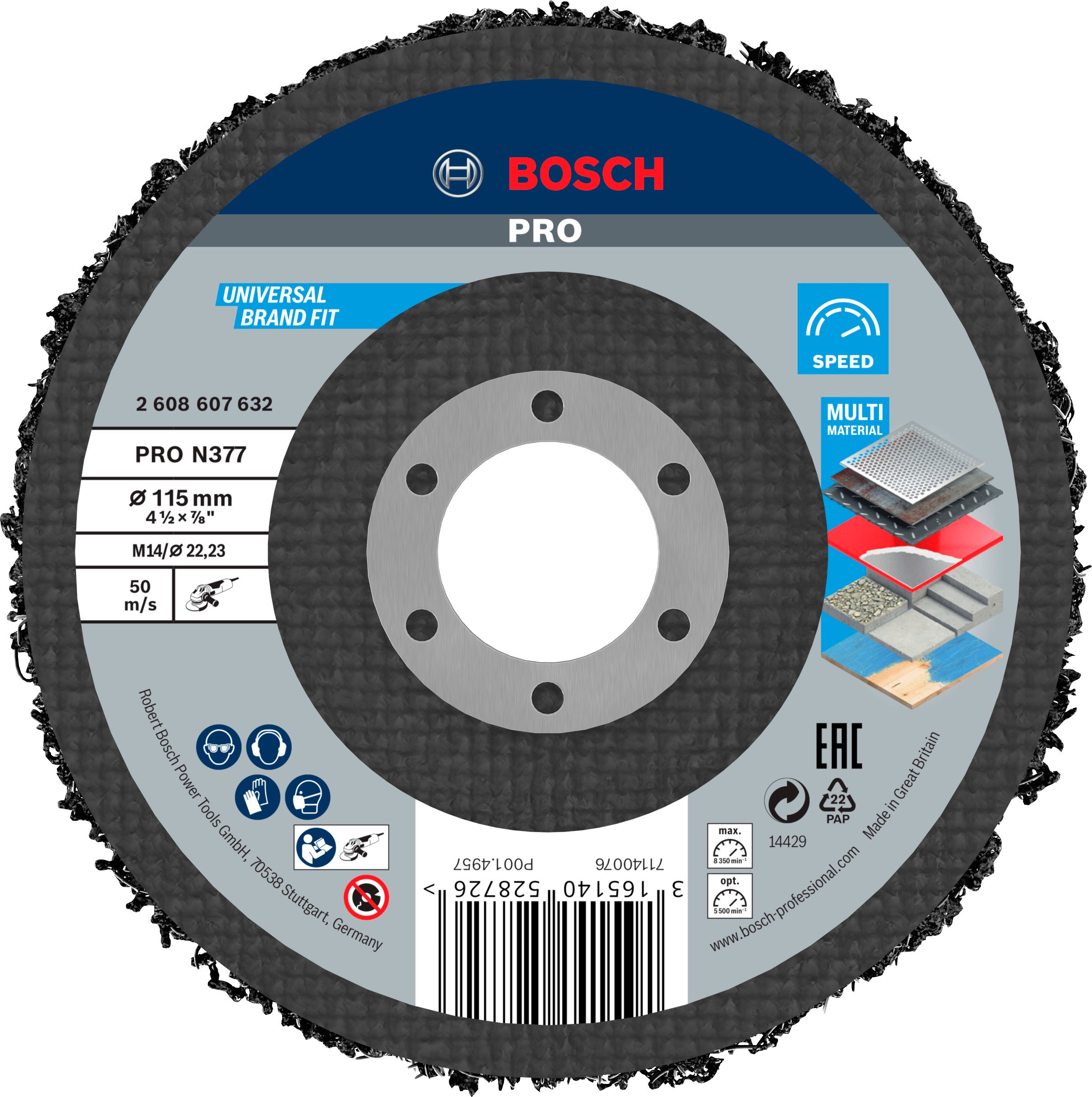Bosch Accessoires 1 Reinigingsschijf 115 N377, Best for Metal - 2608607632