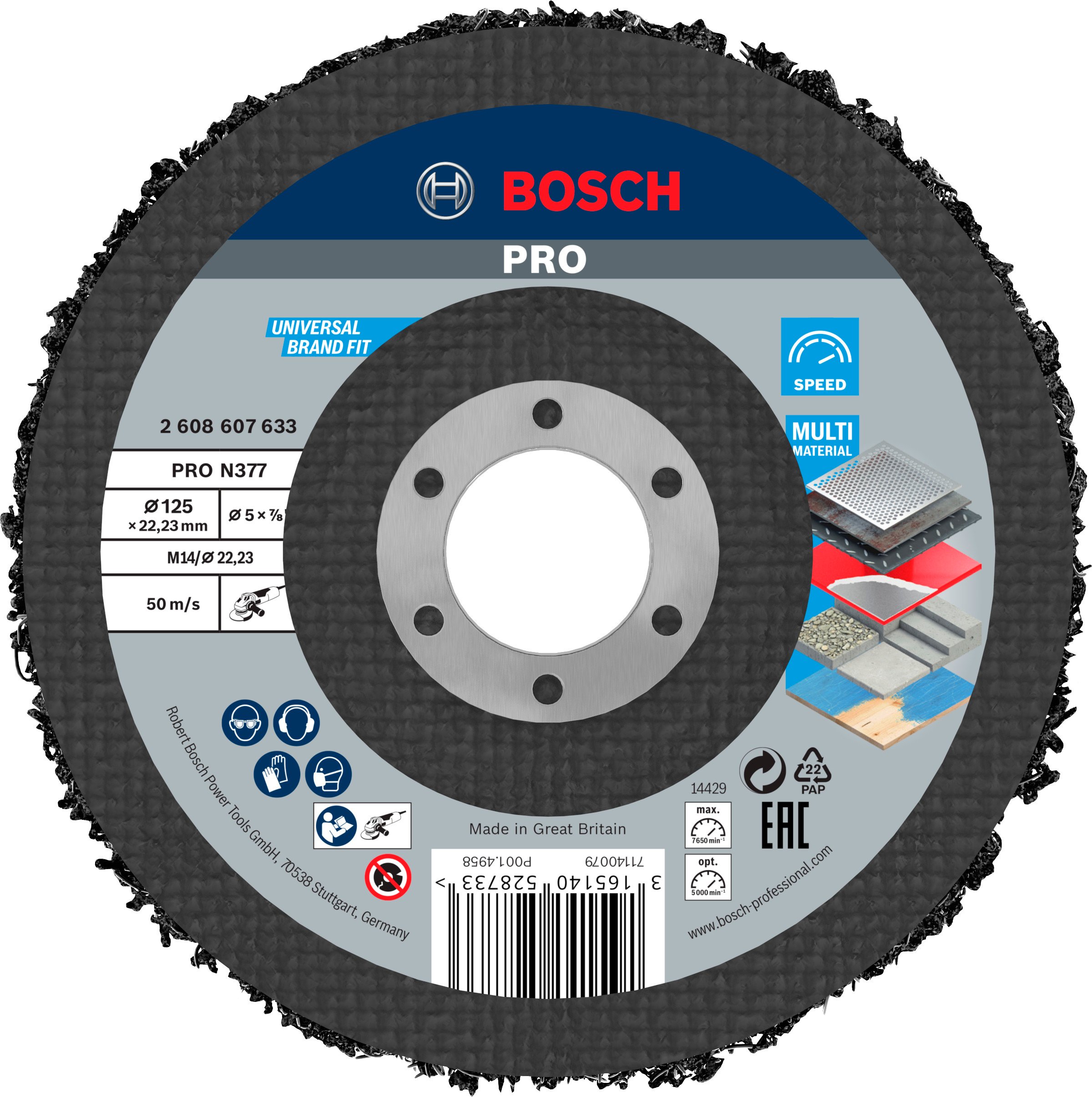 Bosch Accessoires 1 Reinigingsschijf 125 N377, Best for Metal - 2608607633