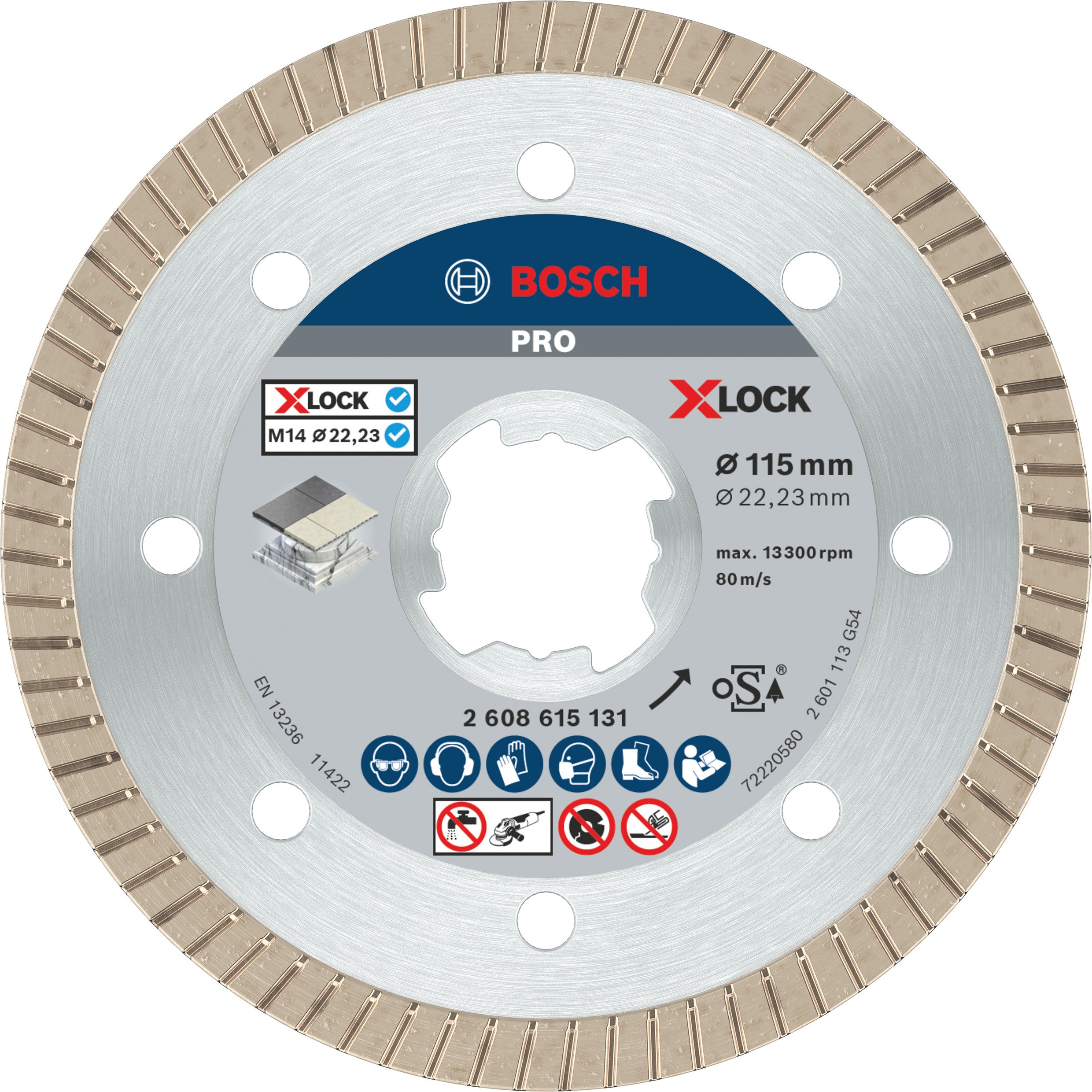 Bosch Accessoires X-LOCK Diamantschijf Best for Ceramic Extraclean Turbo 115 x 22,23 x 1,4 x 7 mm - 1 stuk(s) - 2608615131