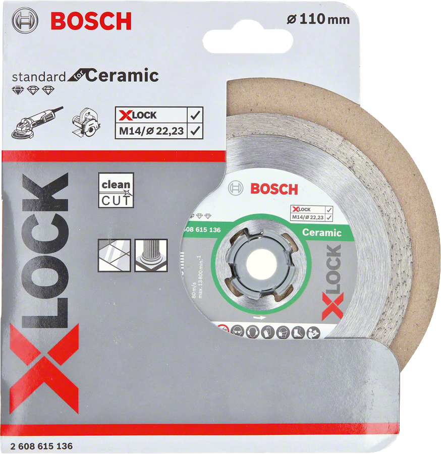 Bosch Accessoires X-LOCK Diamantschijf Standard for Ceramic 110 x 22,23 x 1,6 x 7,5 mm - 1 stuk(s) - 2608615136