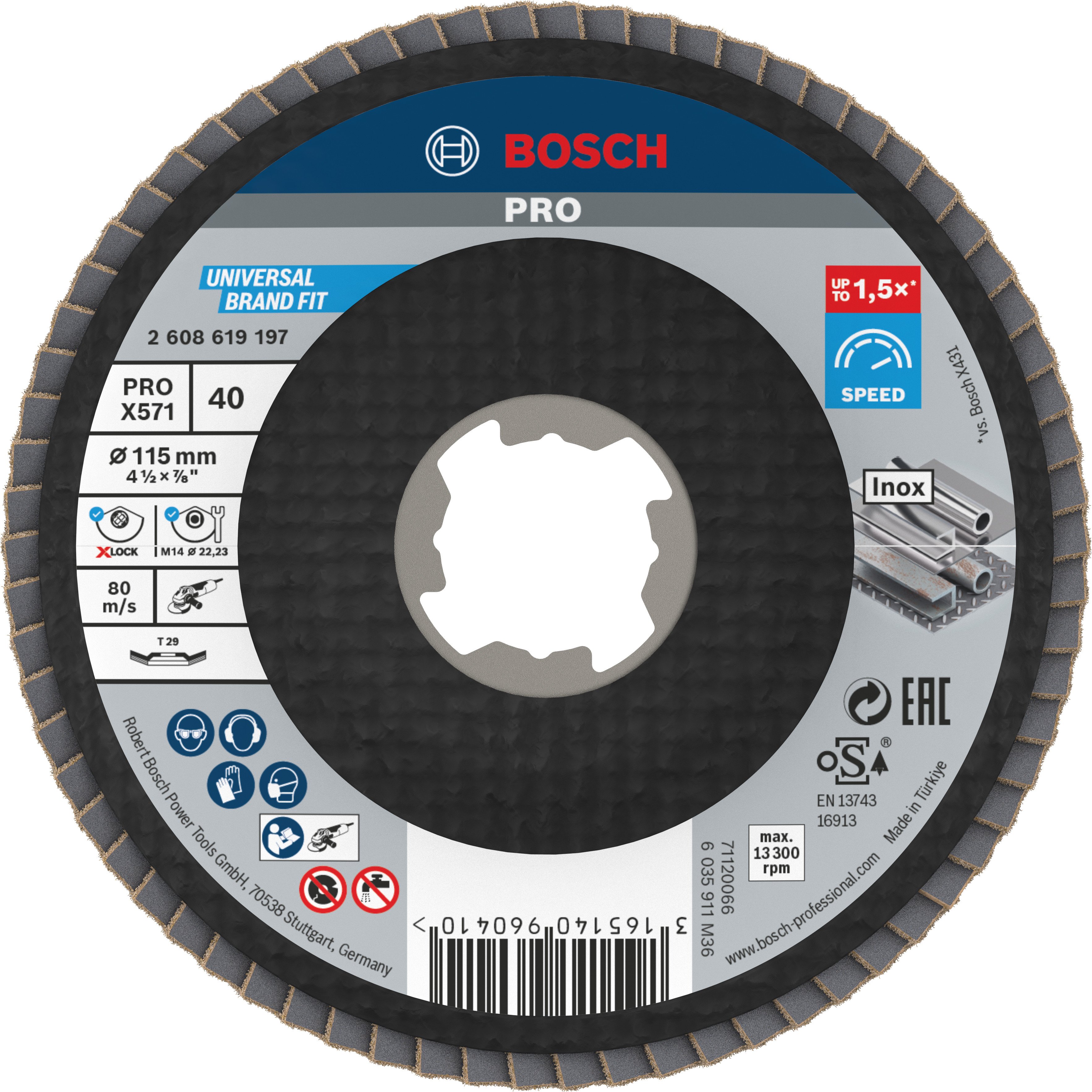 Bosch Accessoires X-LOCK Lamellenschijf Best for Metal schuin, glasvezel, Ø115mm, G 40, X571 - 1 stuk(s) - 2608619197