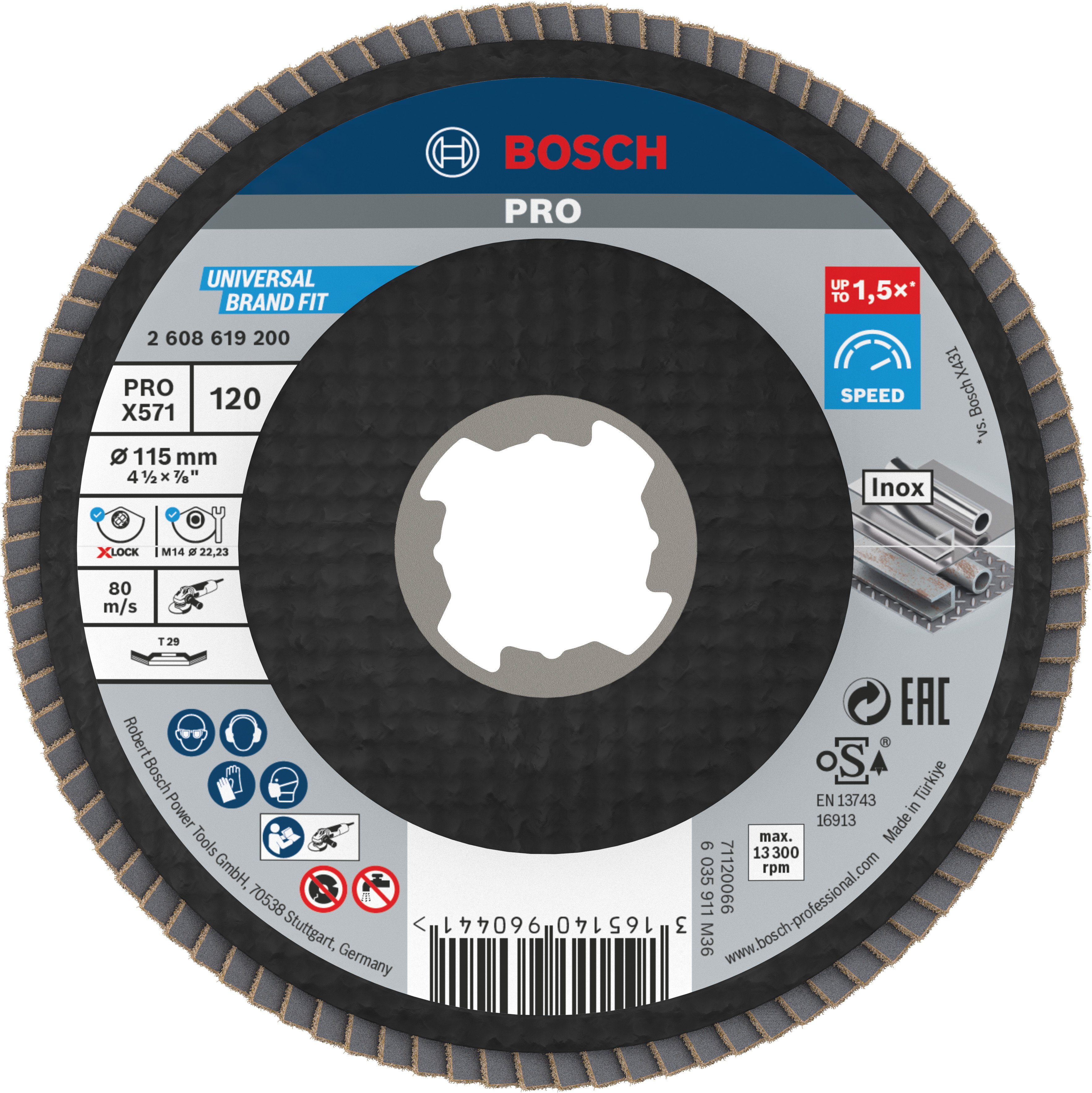 Bosch Accessoires X-LOCK Lamellenschijf Best for Metal schuin, glasvezel, Ø115mm, G 120, X571 - 1 stuk(s) - 2608619200