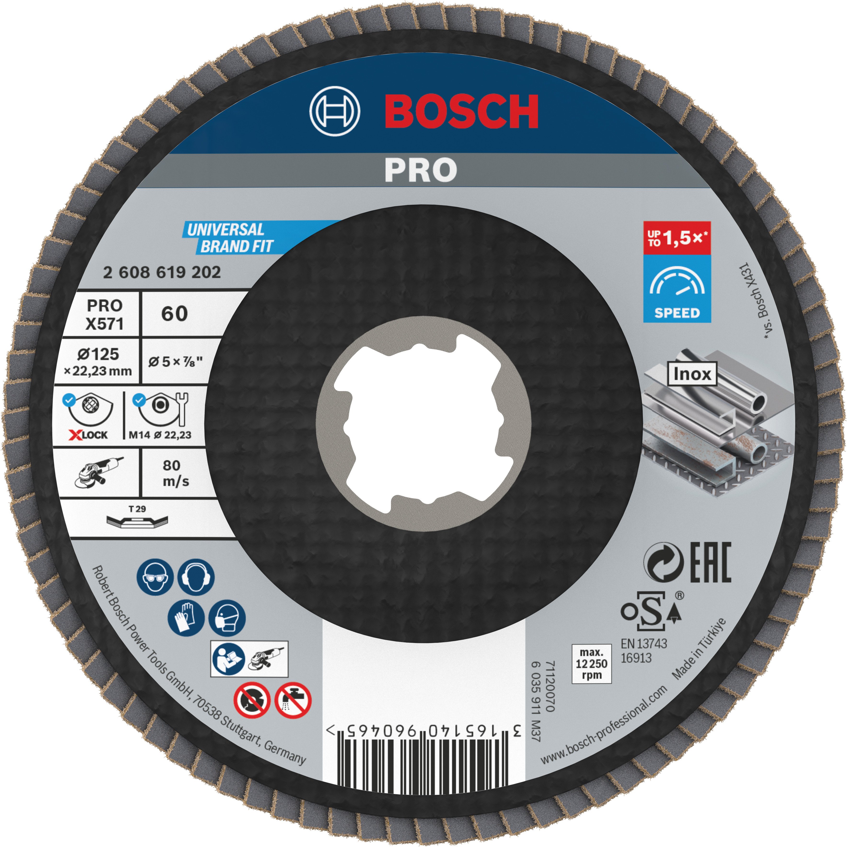 Bosch Accessoires X-LOCK Lamellenschijf Best for Metal schuin, glasvezel, Ø125mm, G 60, X571 - 1 stuk(s) - 2608619202