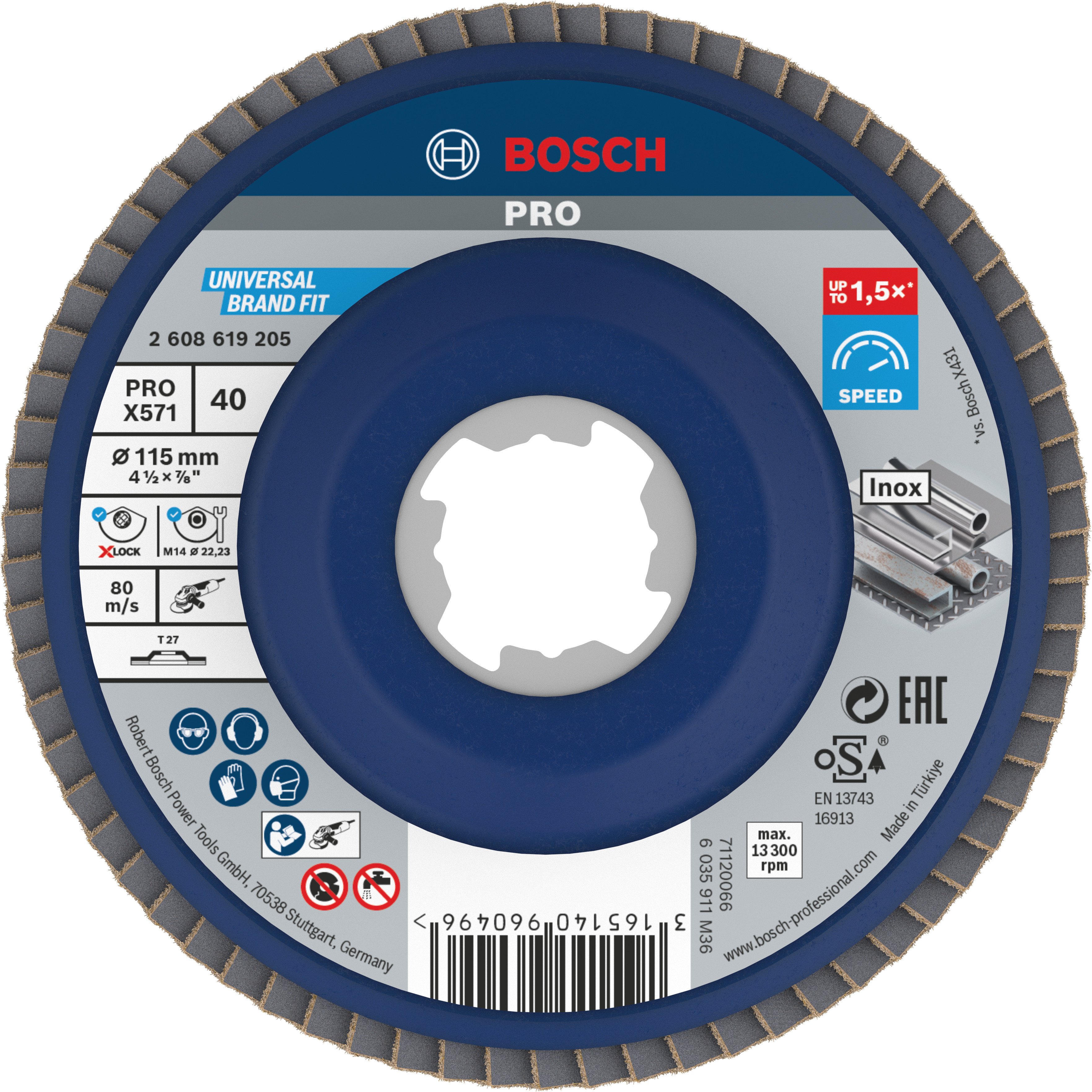 Bosch Accessoires X-LOCK Lamellenschijf Best for Metal recht, kunststof, Ø115mm, G 40, X571 - 1 stuk(s) - 2608619205