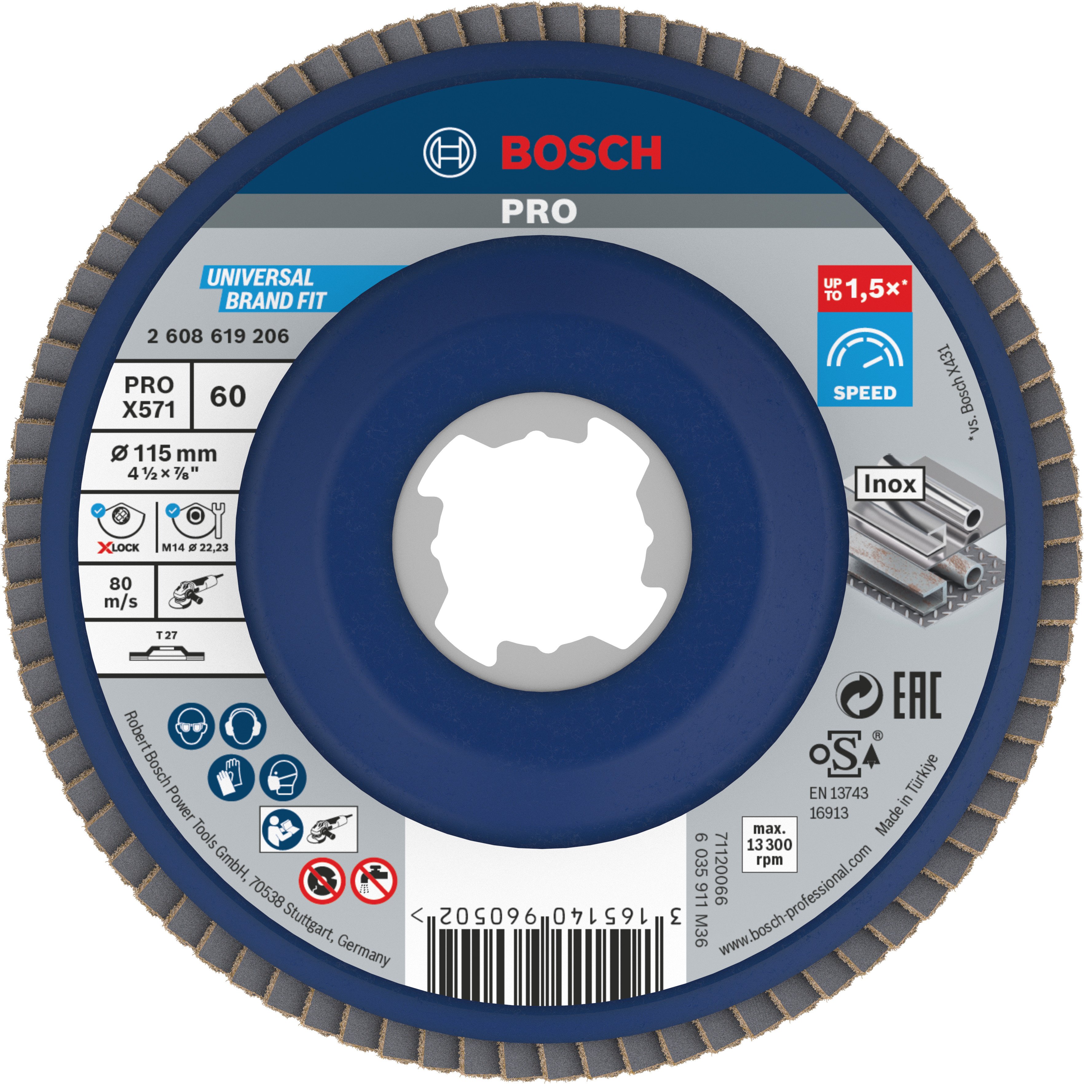 Bosch Accessoires X-LOCK Lamellenschijf Best for Metal recht, kunststof, Ø115mm, G 60, X571 - 1 stuk(s) - 2608619206