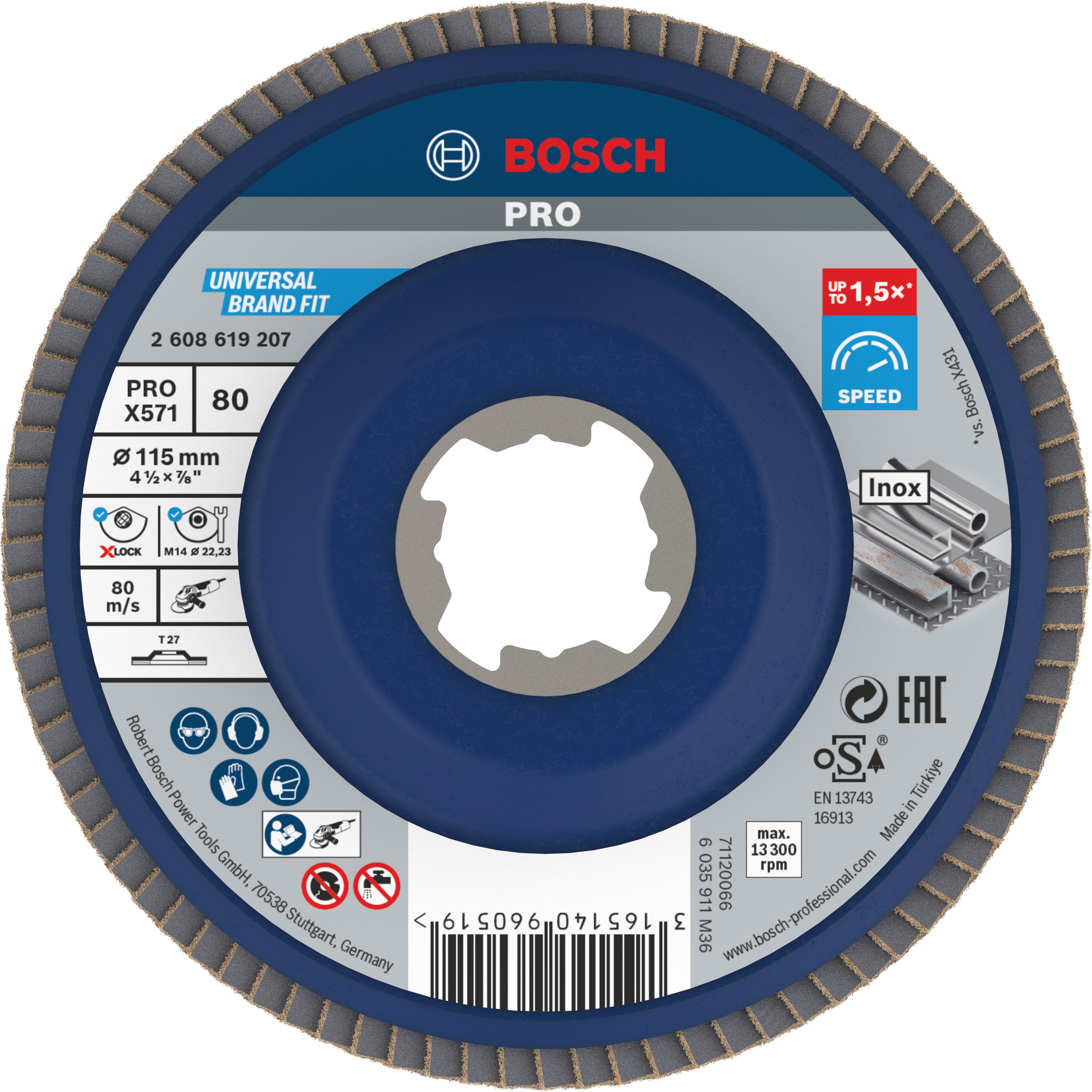 Bosch Accessoires X-LOCK Lamellenschijf Best for Metal recht, kunststof, Ø115mm, G 80, X571 - 1 stuk(s) - 2608619207