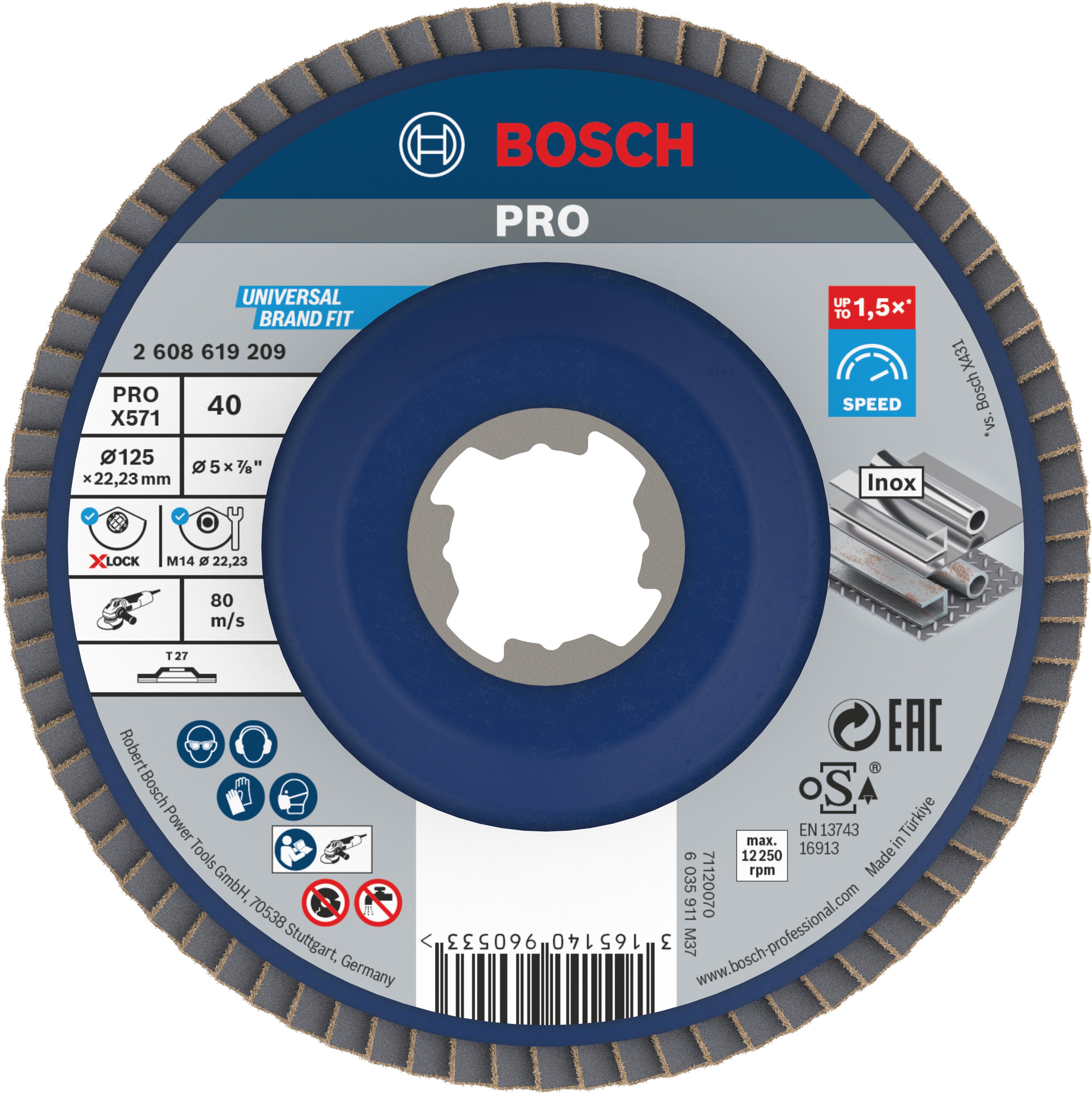 Bosch Accessoires X-LOCK Lamellenschijf Best for Metal recht, kunststof, Ø125mm, G 40, X571 - 1 stuk(s) - 2608619209