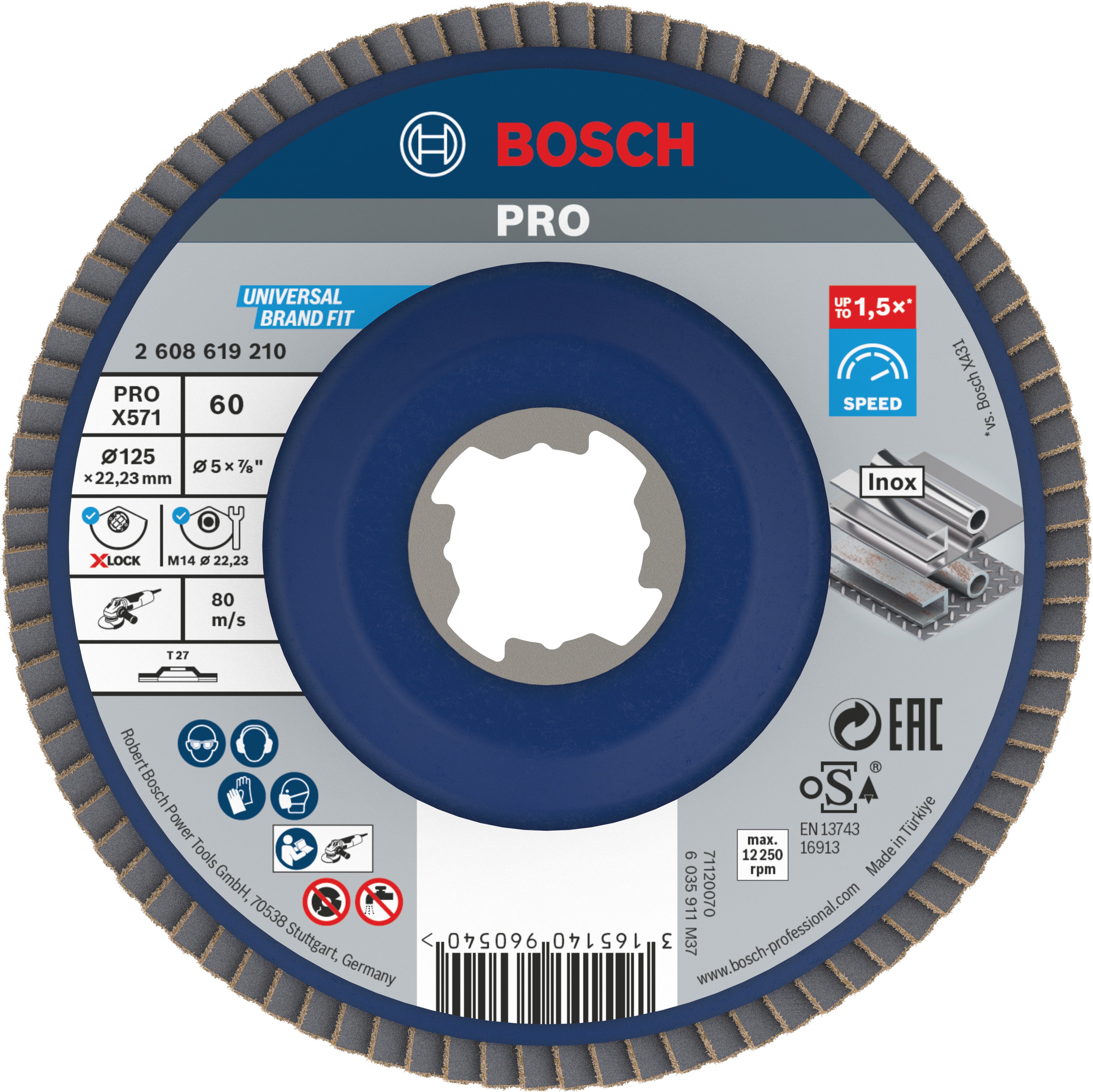 Bosch Accessoires X-LOCK Lamellenschijf Best for Metal recht, kunststof, Ø125mm, G 60, X571 - 1 stuk(s) - 2608619210