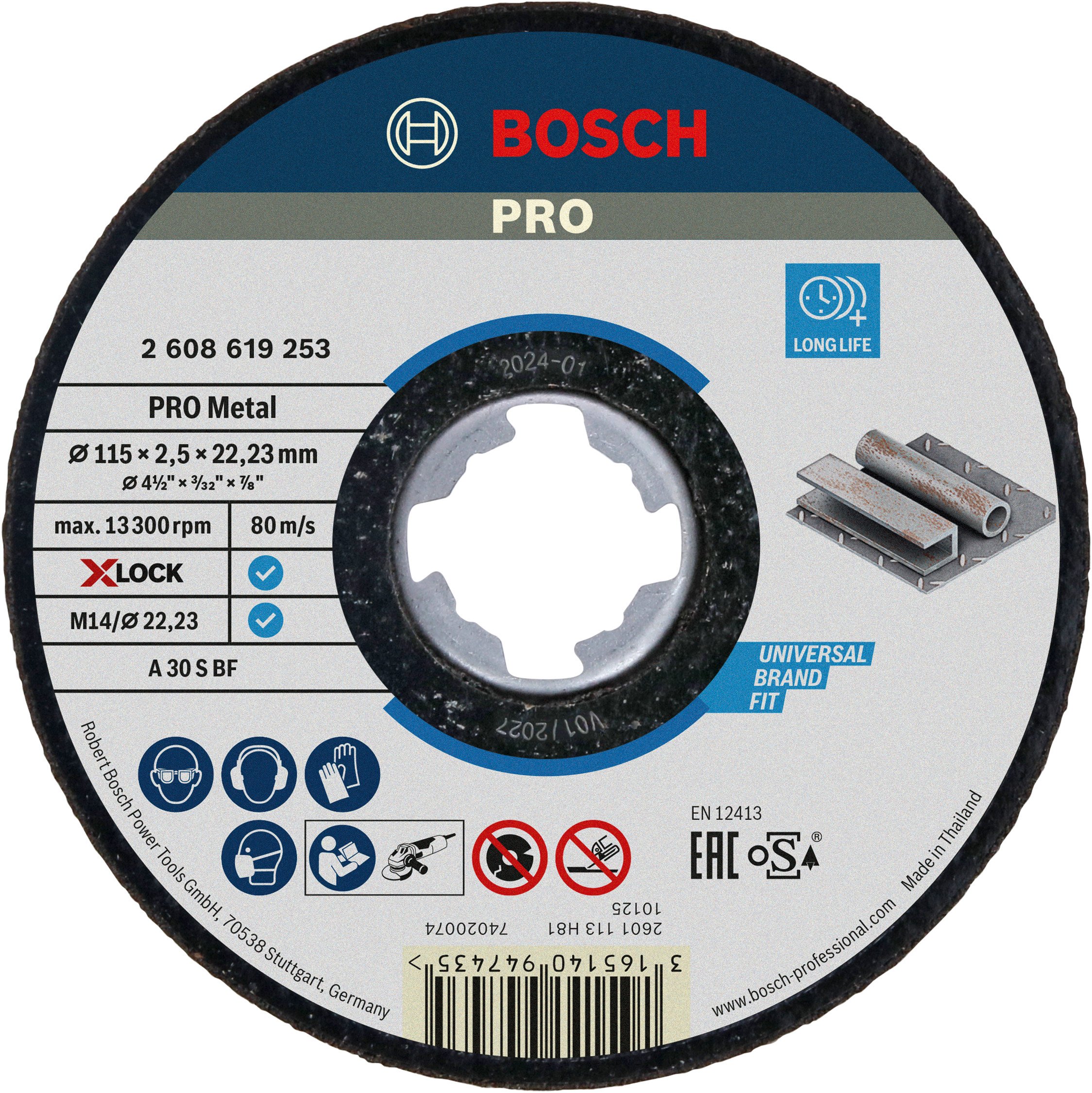Bosch Accessoires X-LOCK Slijpschijf Expert for Metal 115x2.5x22.23mm, recht - 1 stuk(s) - 2608619253