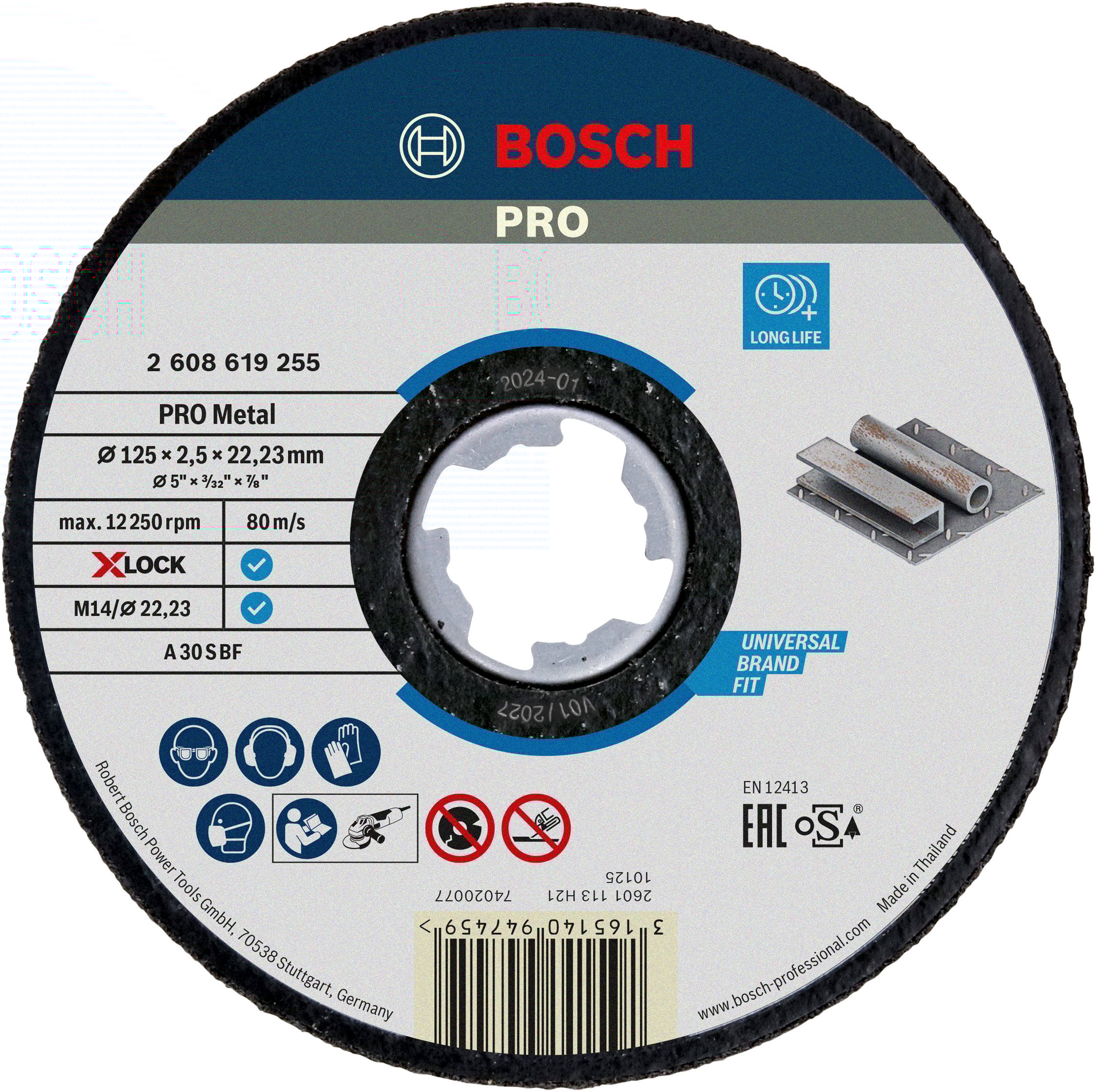 Bosch Accessoires X-LOCK Slijpschijf Expert for Metal 125x2.5x22.23mm, recht - 1 stuk(s) - 2608619255