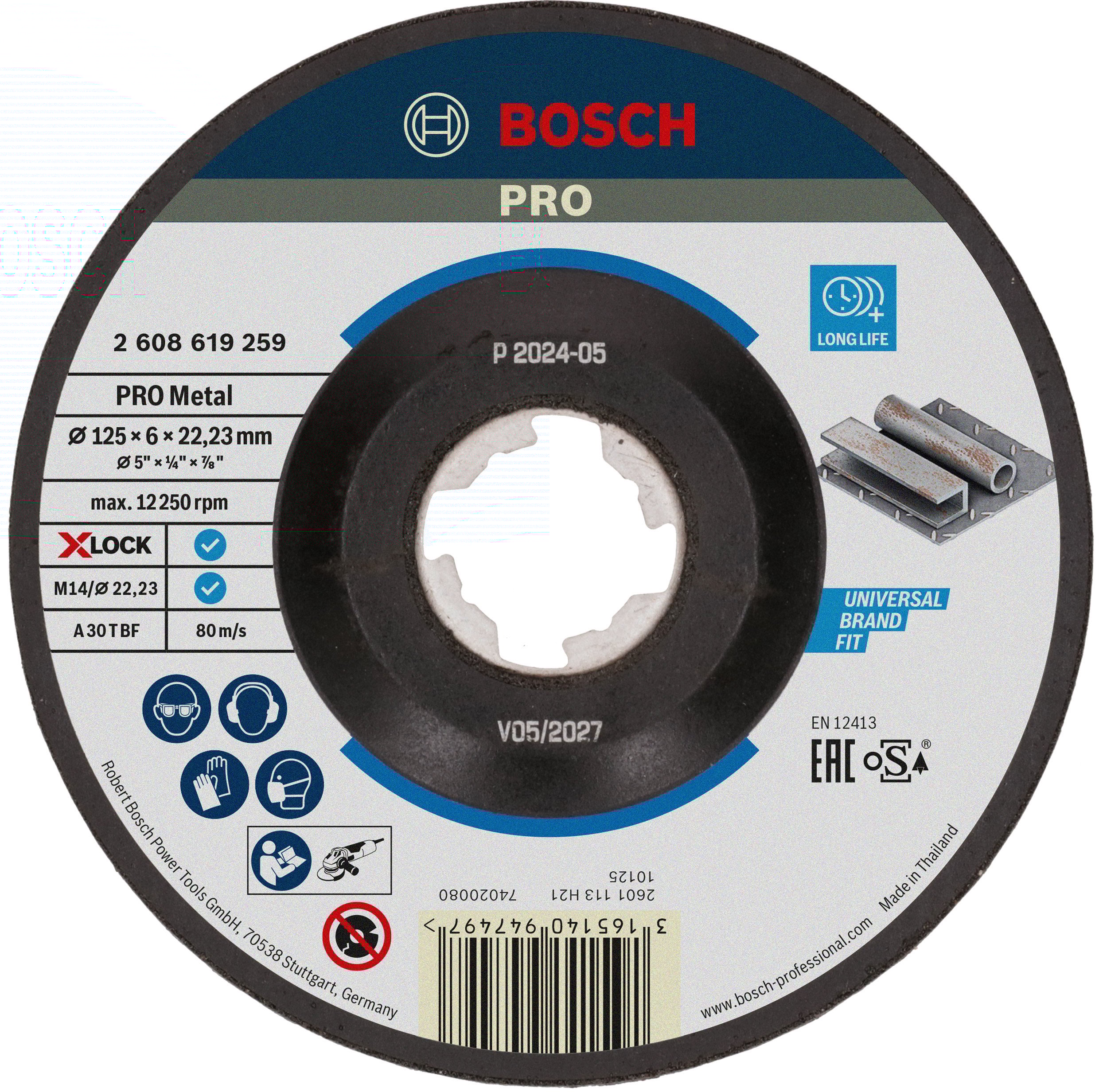 Bosch Accessoires X-LOCK Afbraamschijf Expert for Metal 125x6x22.23mm, gebogen - 1 stuk(s) - 2608619259