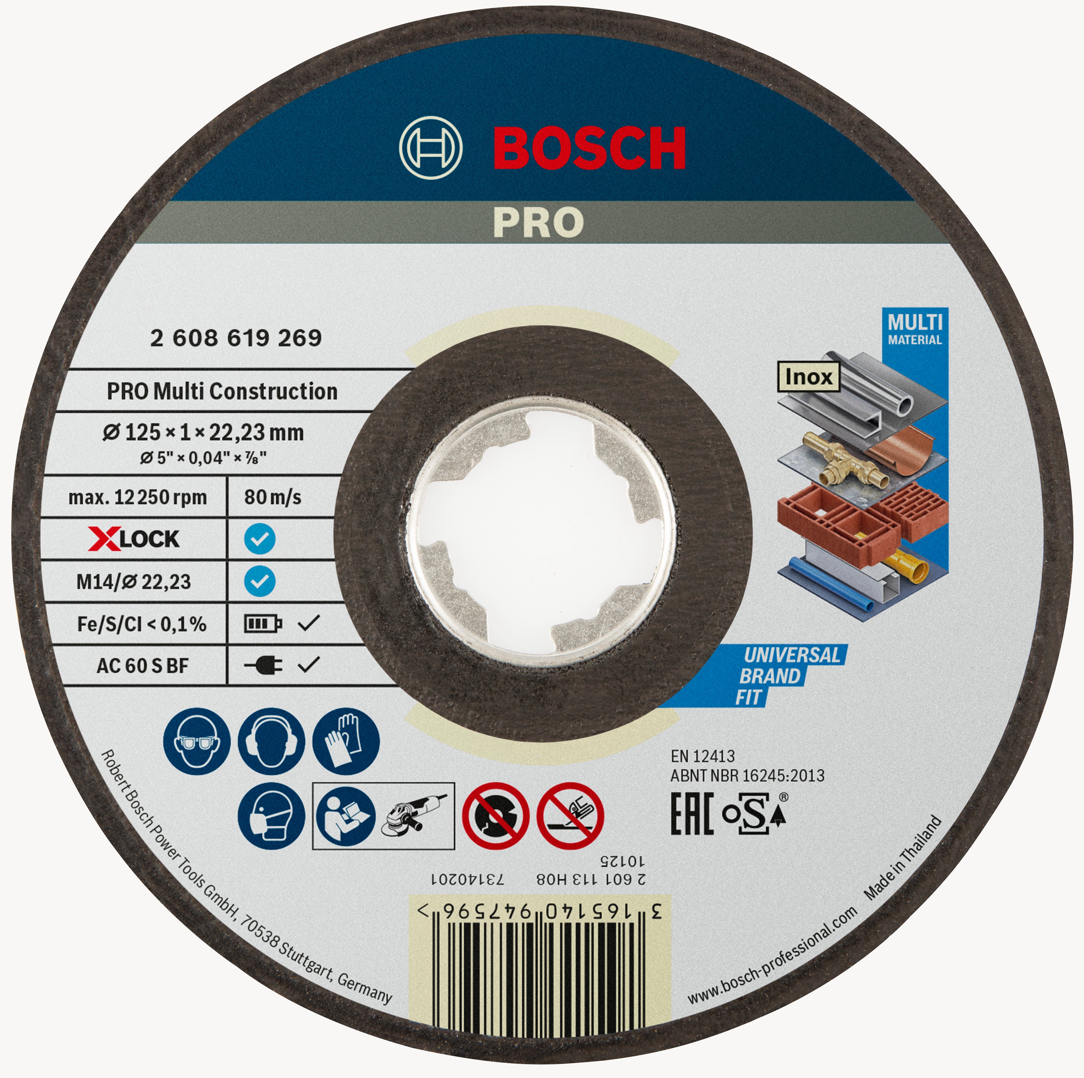 Bosch Accessoires X-LOCK Slijpschijf Multi Construction 125x1x22.23mm, recht - 1 stuk(s) - 2608619269