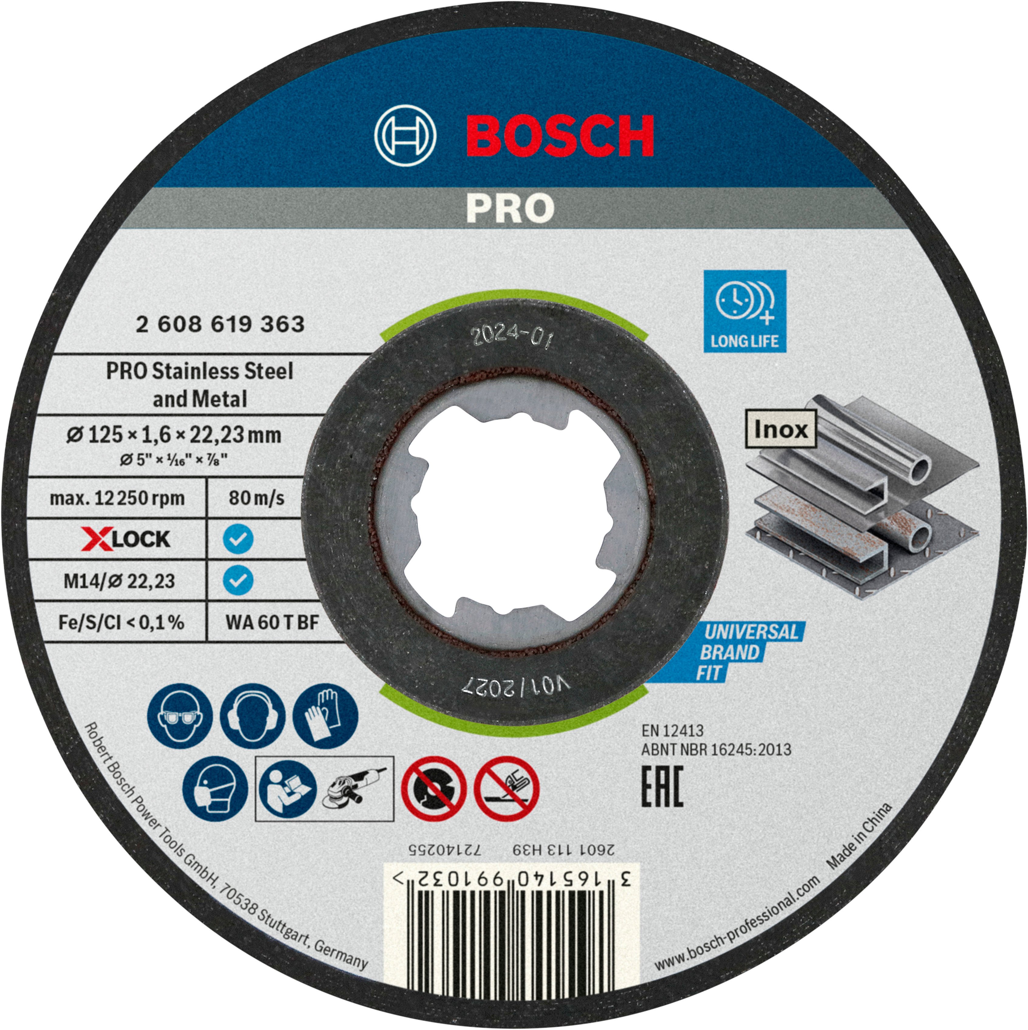 Bosch Accessoires Slijpschijf X-Lock Sfinox 10X125X1.6 mm - 2608619364
