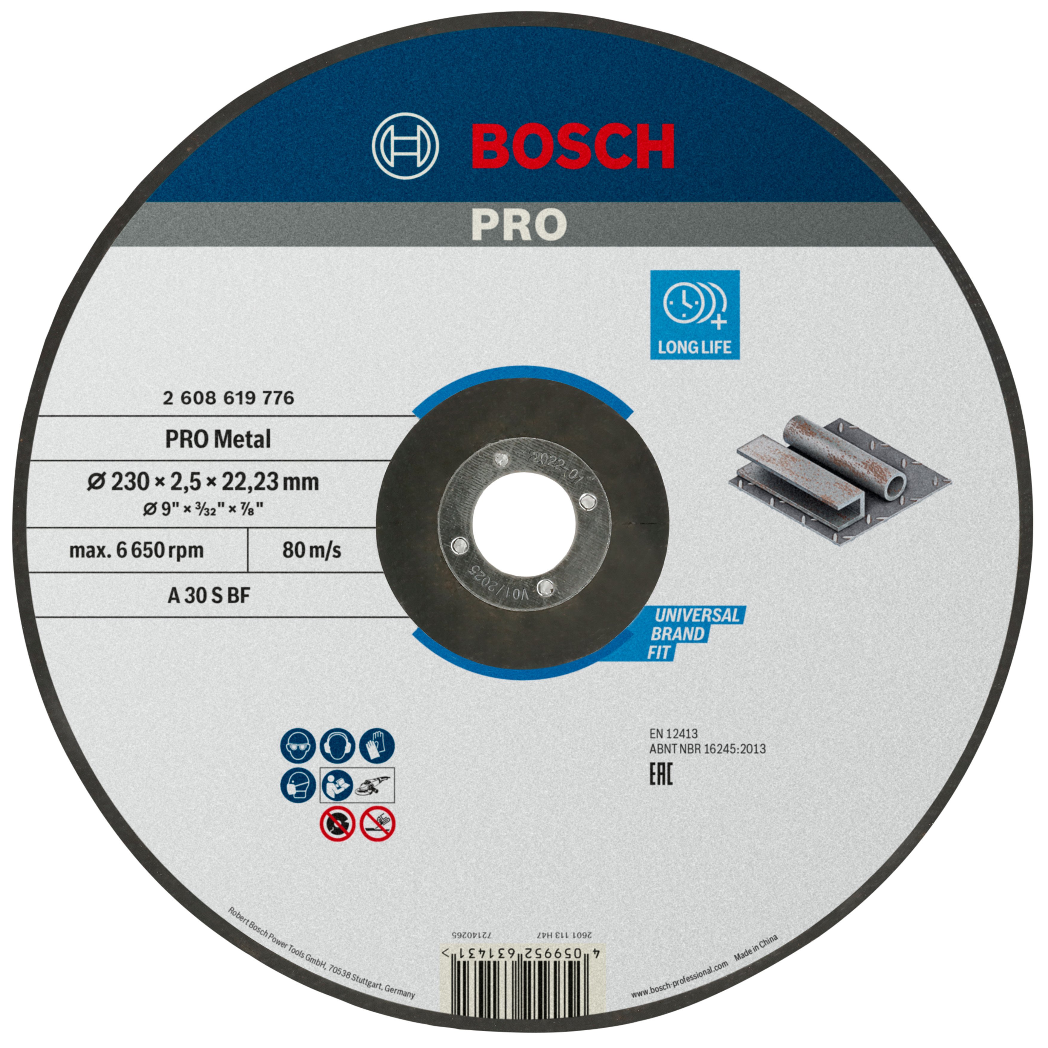 Bosch Accessoires Doorslijpschijf Metaal 230X2.5mm - 2608619776