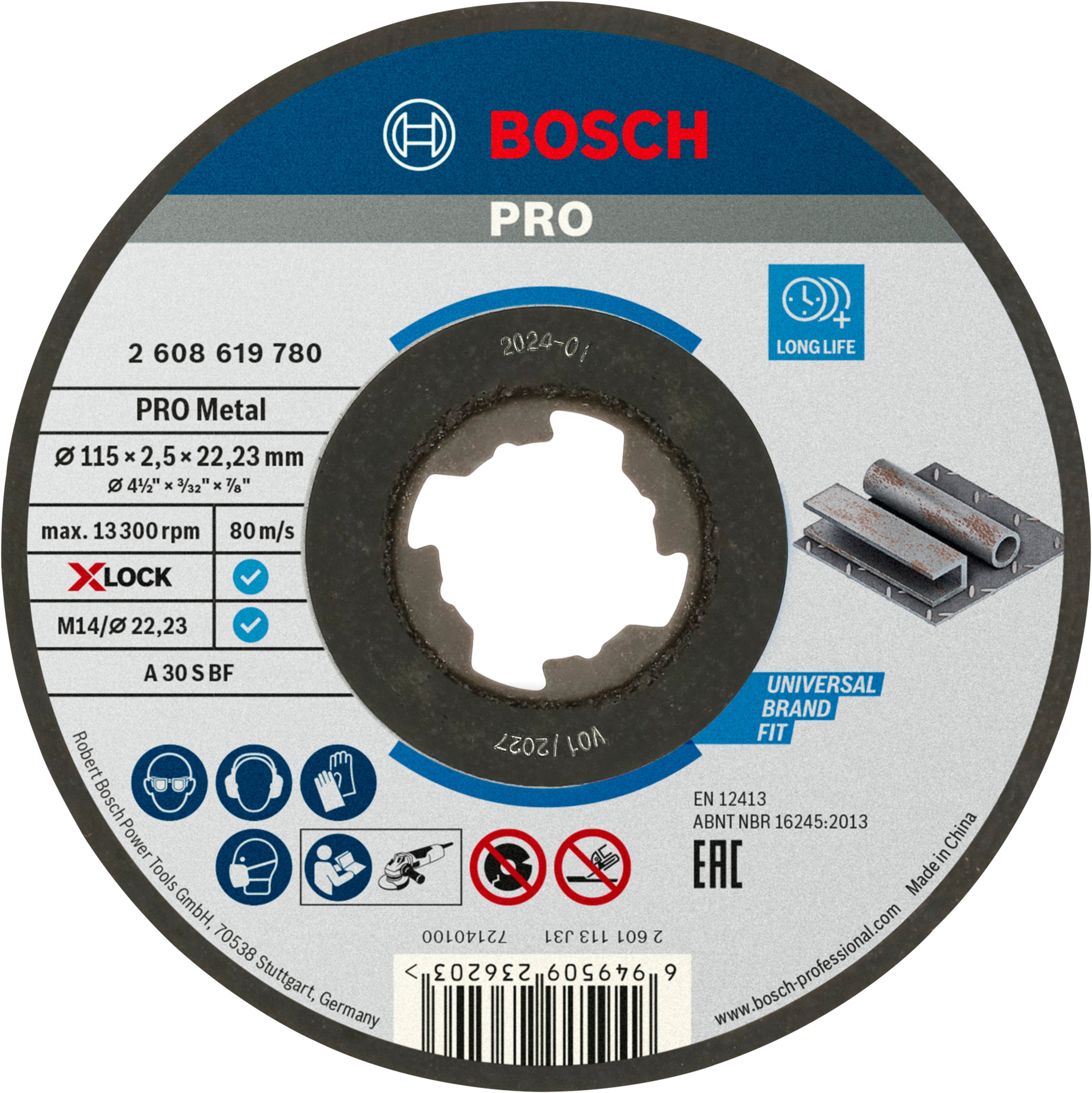 Bosch Accessoires Doorslijpschijf Metaal X-Lock 115X2.5mm - 2608619780