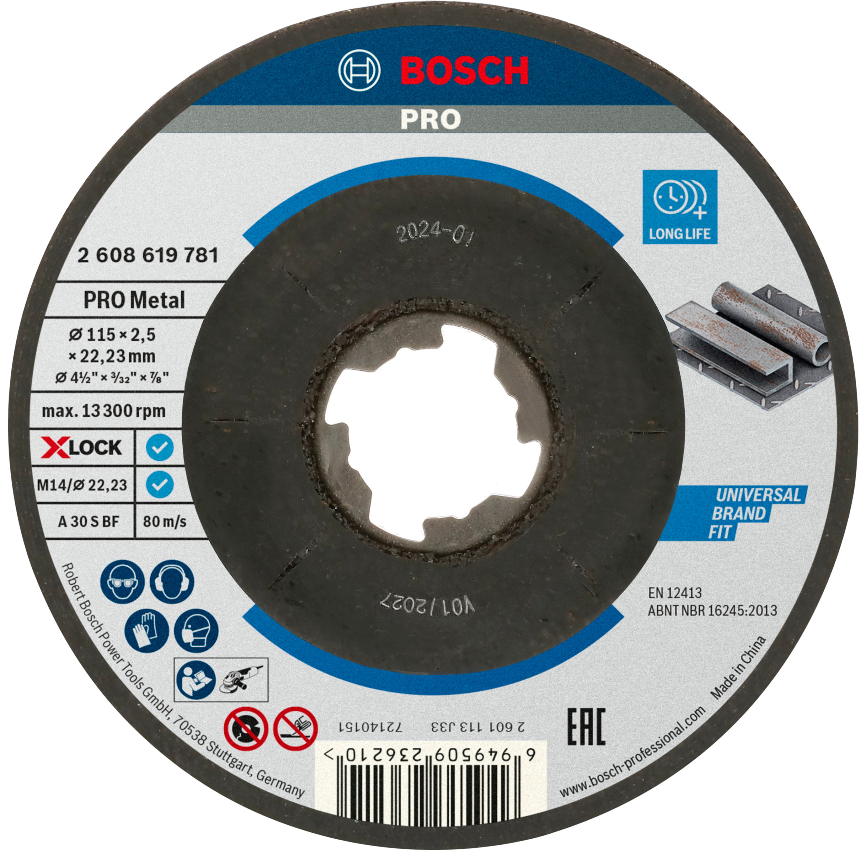 Bosch Accessoires Doorslijpschijf Metaal X-Lock 115X2.5mm - 2608619781
