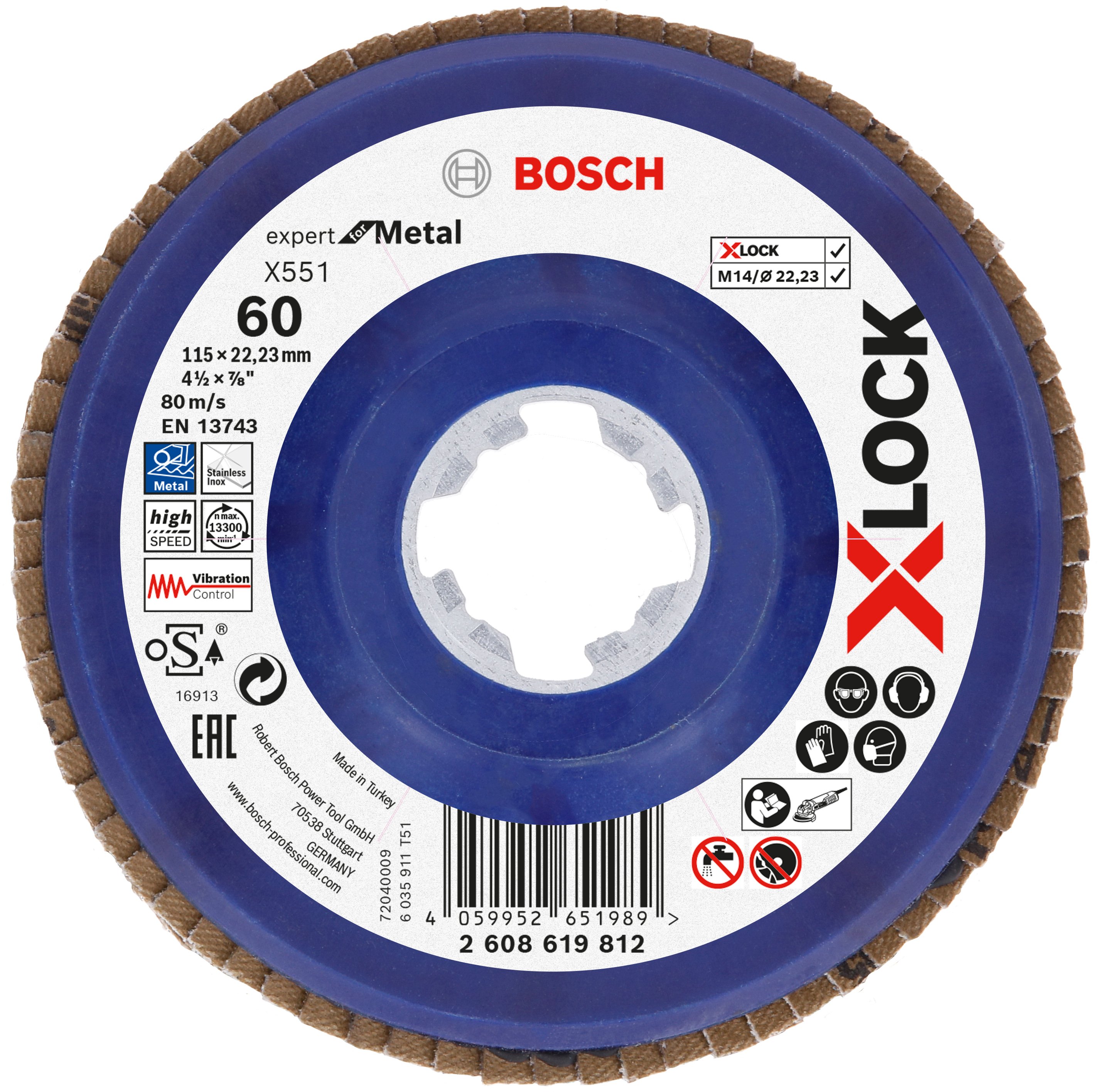 Bosch Accessoires Lamellenschijf X551 115mm G60 kunststof recht X-LOCK 2608619812