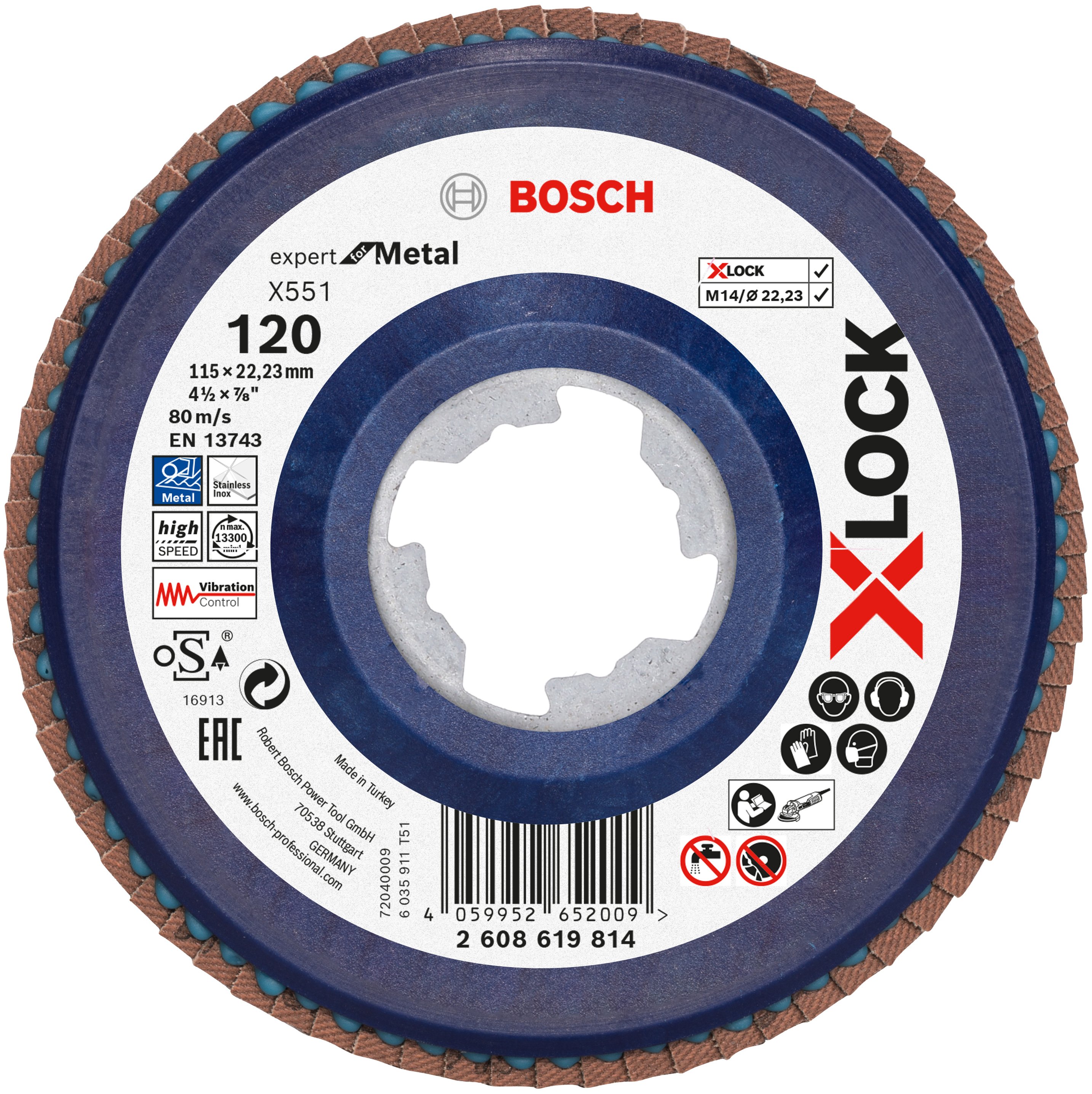 Bosch Accessoires Lamellenschijf X551 115mm G120 kunststof recht X-LOCK 2608619814