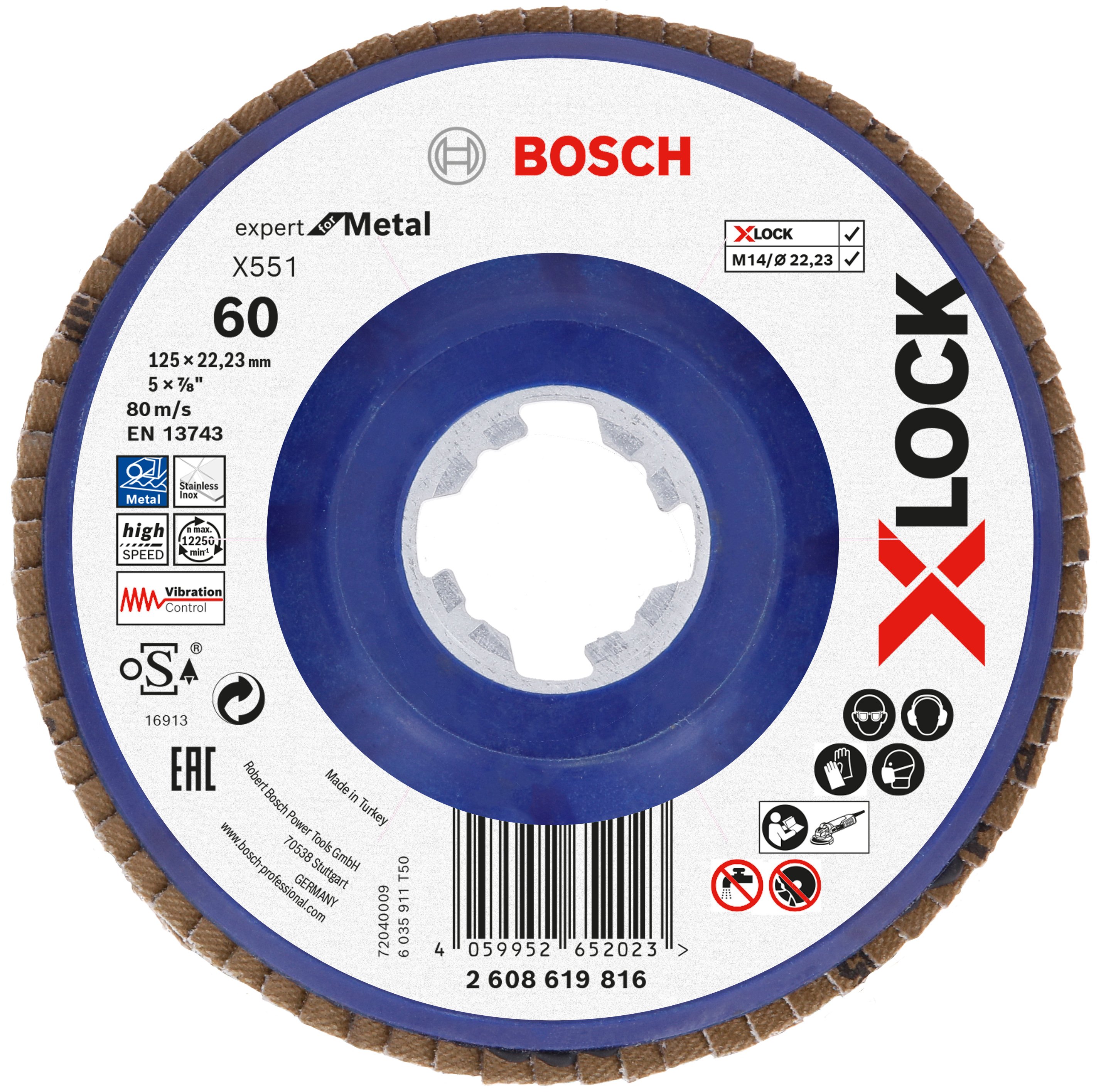Bosch Accessoires Lamellenschijf X551 125mm G60 kunststof recht X-LOCK 2608619816