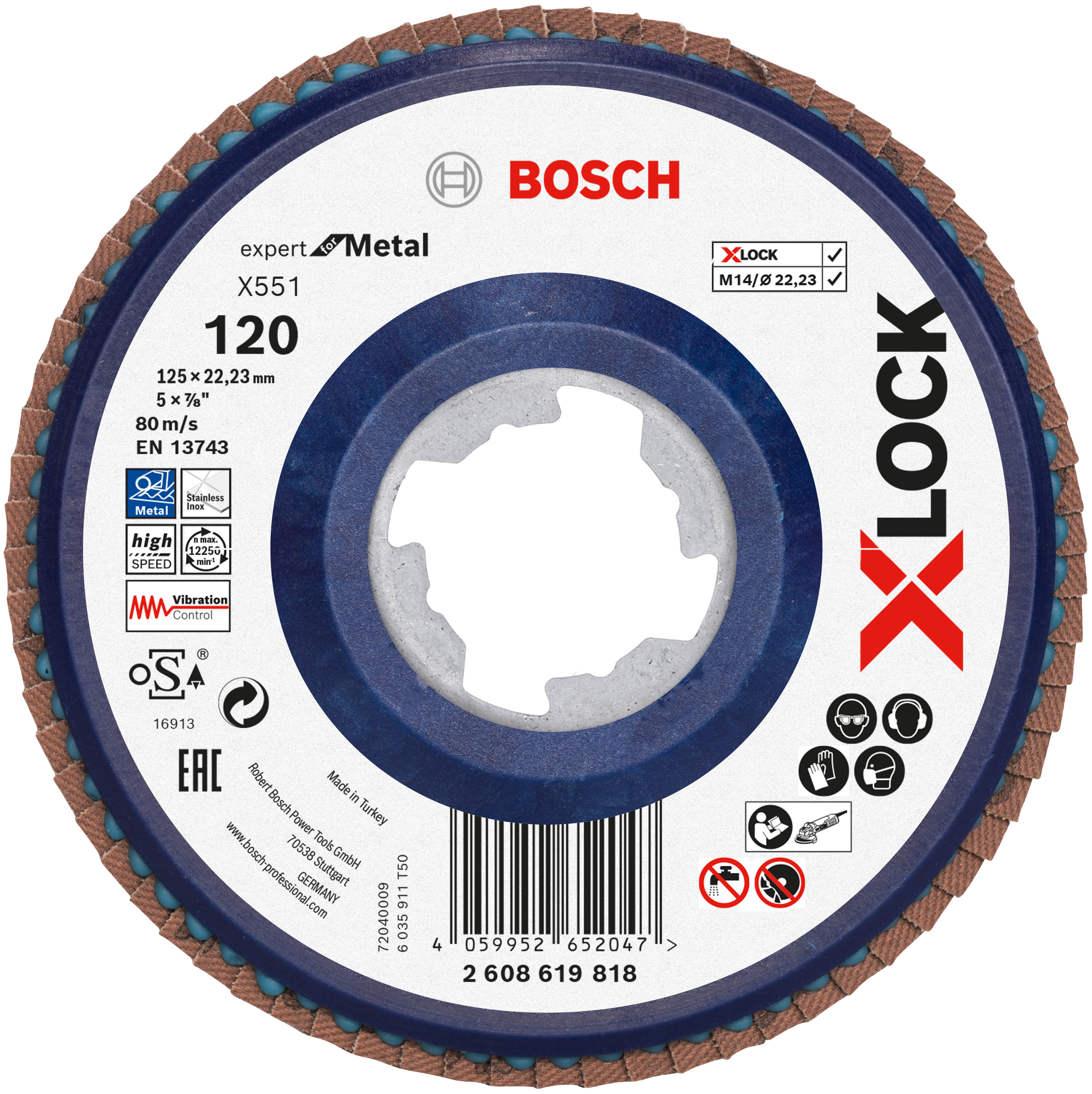Bosch Accessoires Lamellenschijf X551 125mm G120 kunststof recht X-LOCK 2608619818