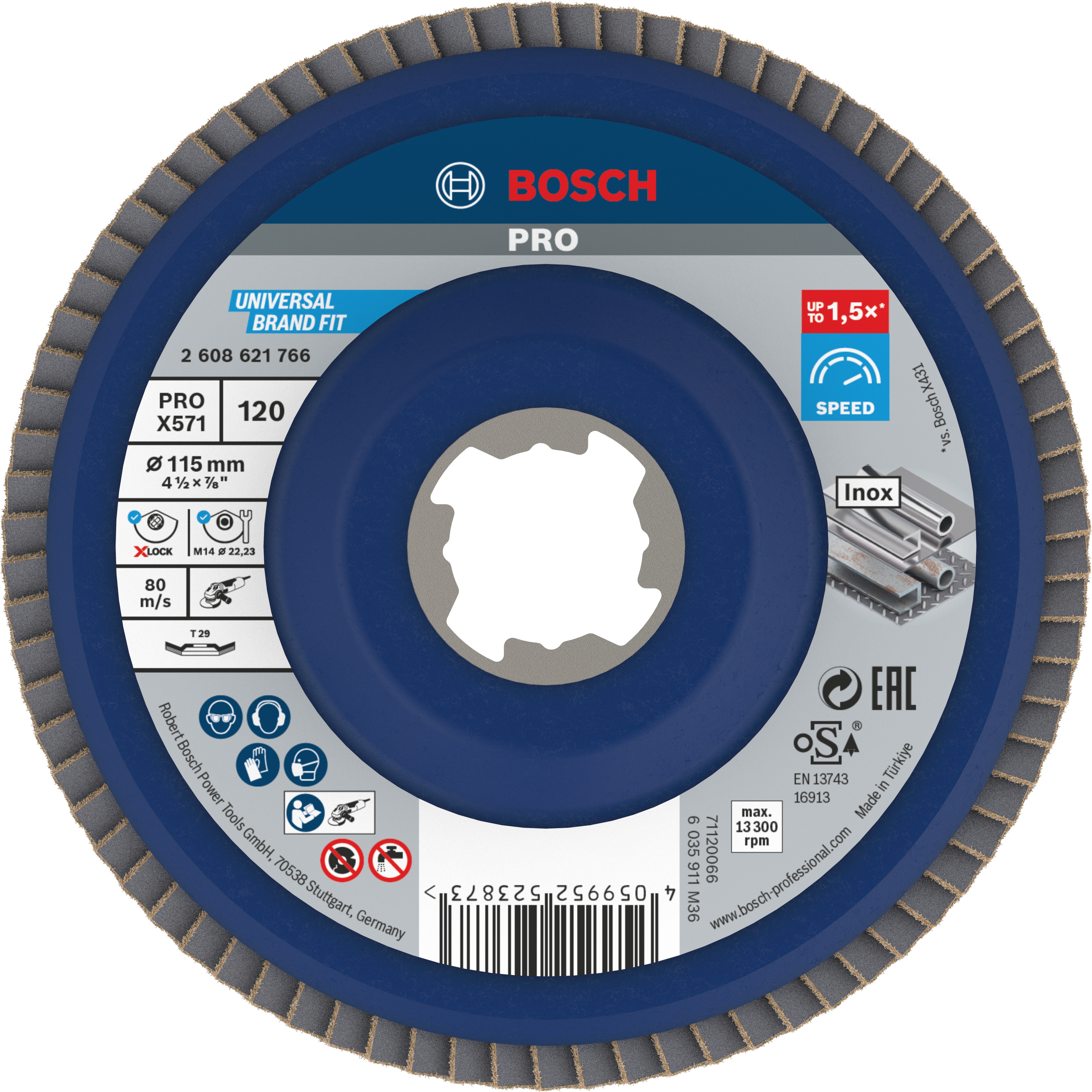 Bosch Accessoires X-LOCK Lamellenschijf schuin, kunststof Ø115mm, G 120, X571, 
Best for Metal - 2608621766
