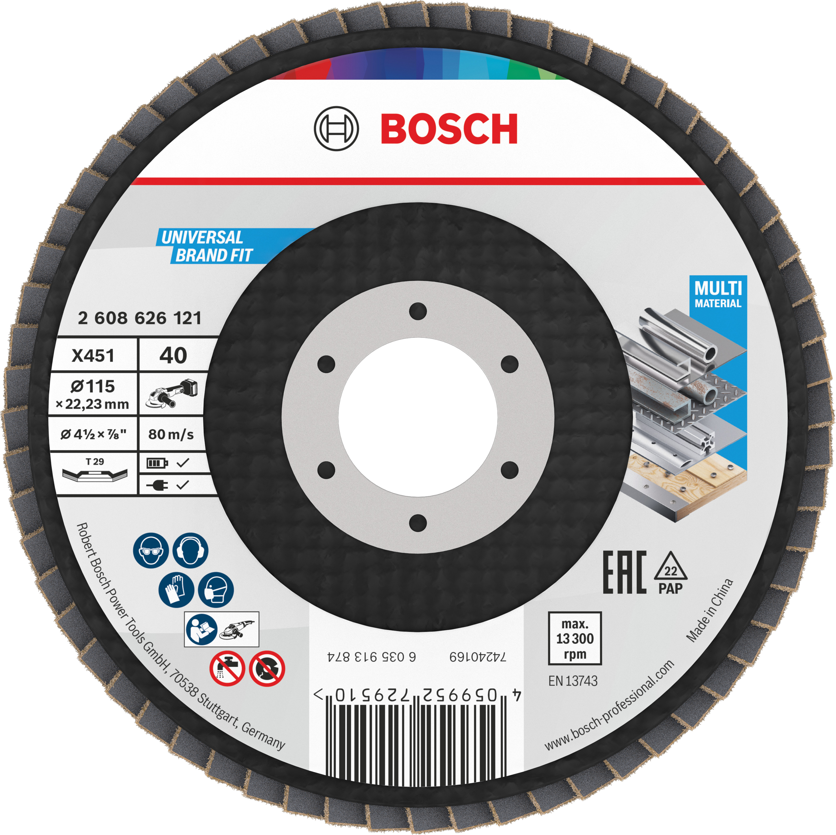 Bosch Accessoires X451 Lamellenschuurschijf | 115 x 22,23 mm | G40 | T29 - 2608626121