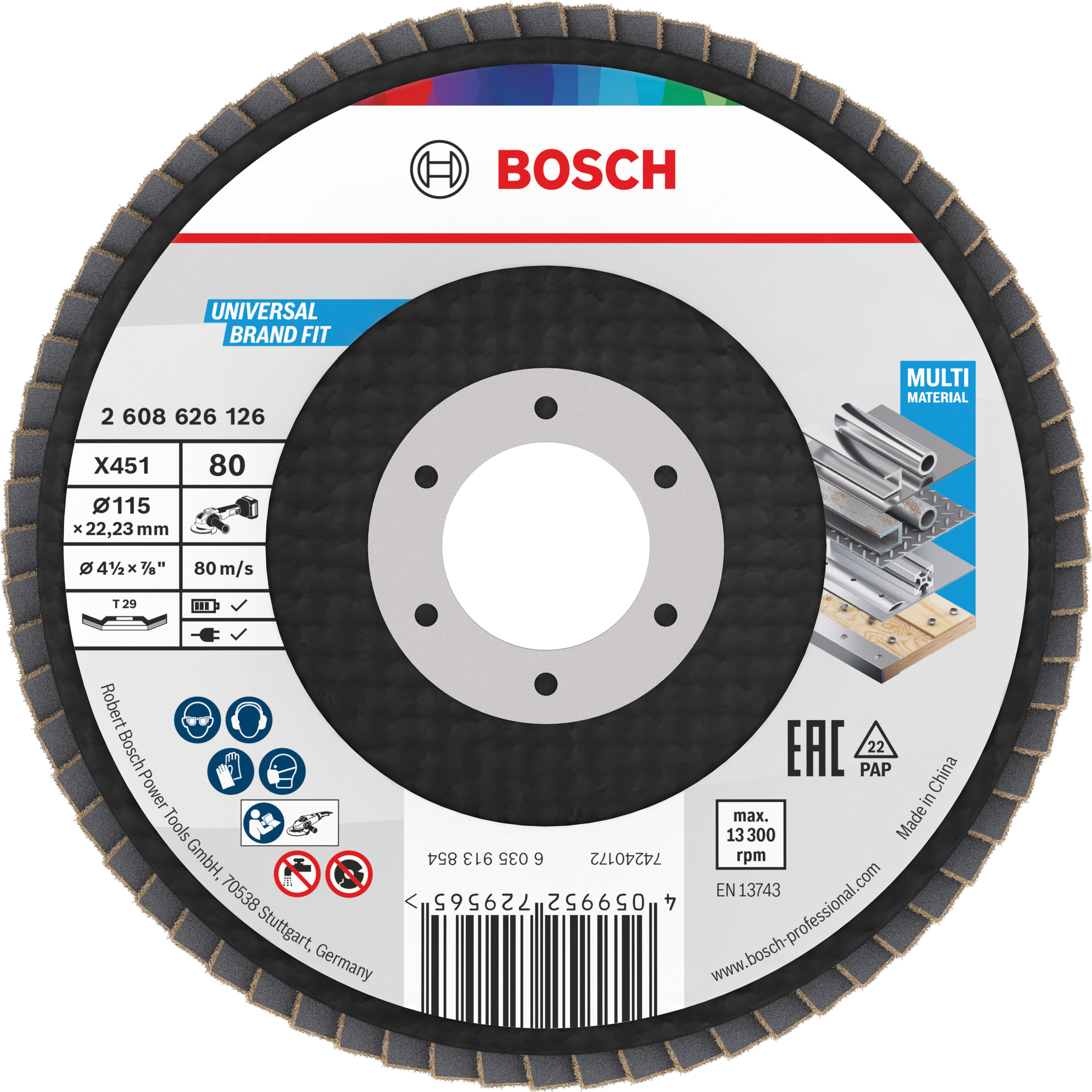 Bosch Accessoires X451 Lamellenschuurschijf | 115 x 22,23 mm | G80 | T29 - 2608626126