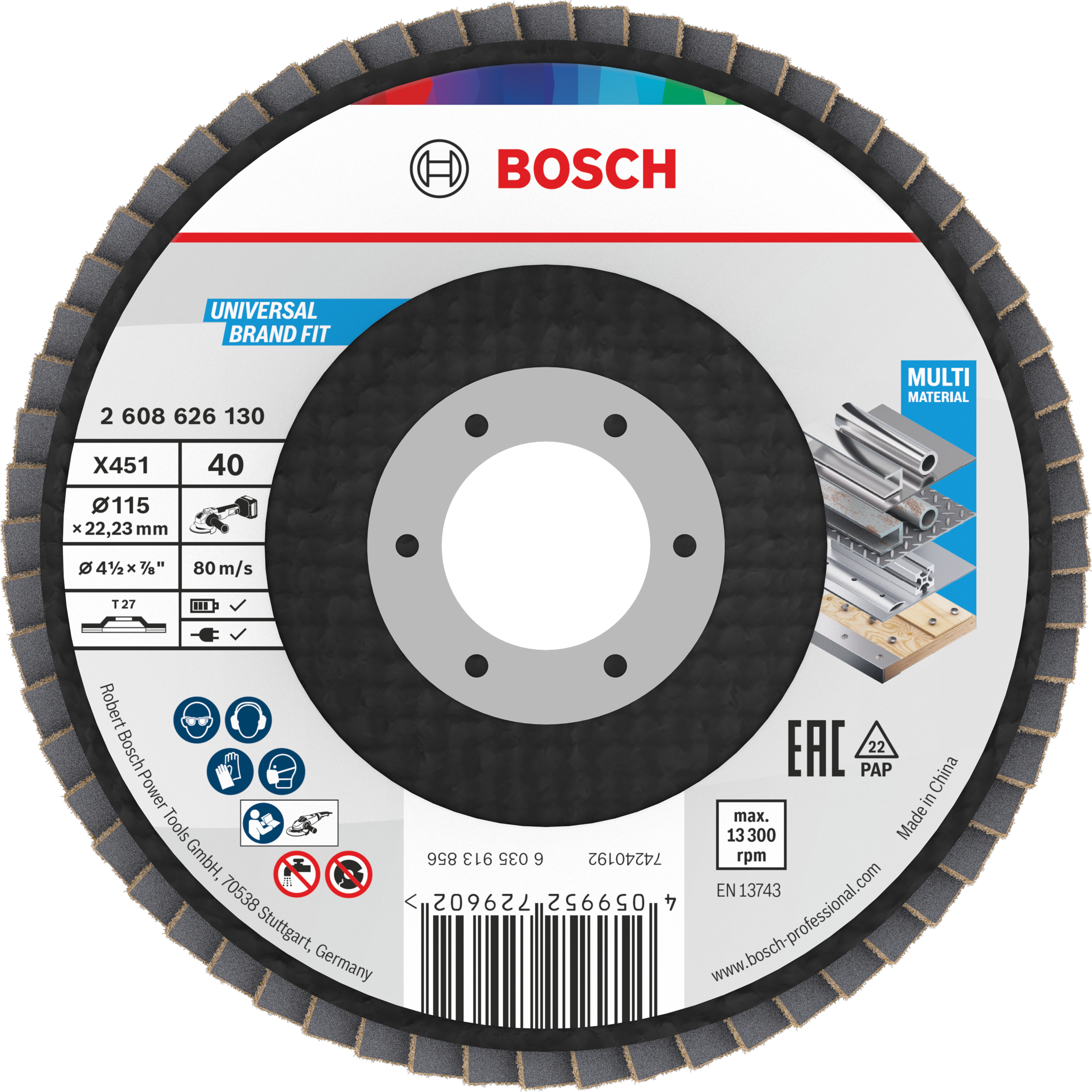 Bosch Accessoires X451 Lamellenschuurschijf | 115 x 22,23 mm | G40 | T27 - 2608626130