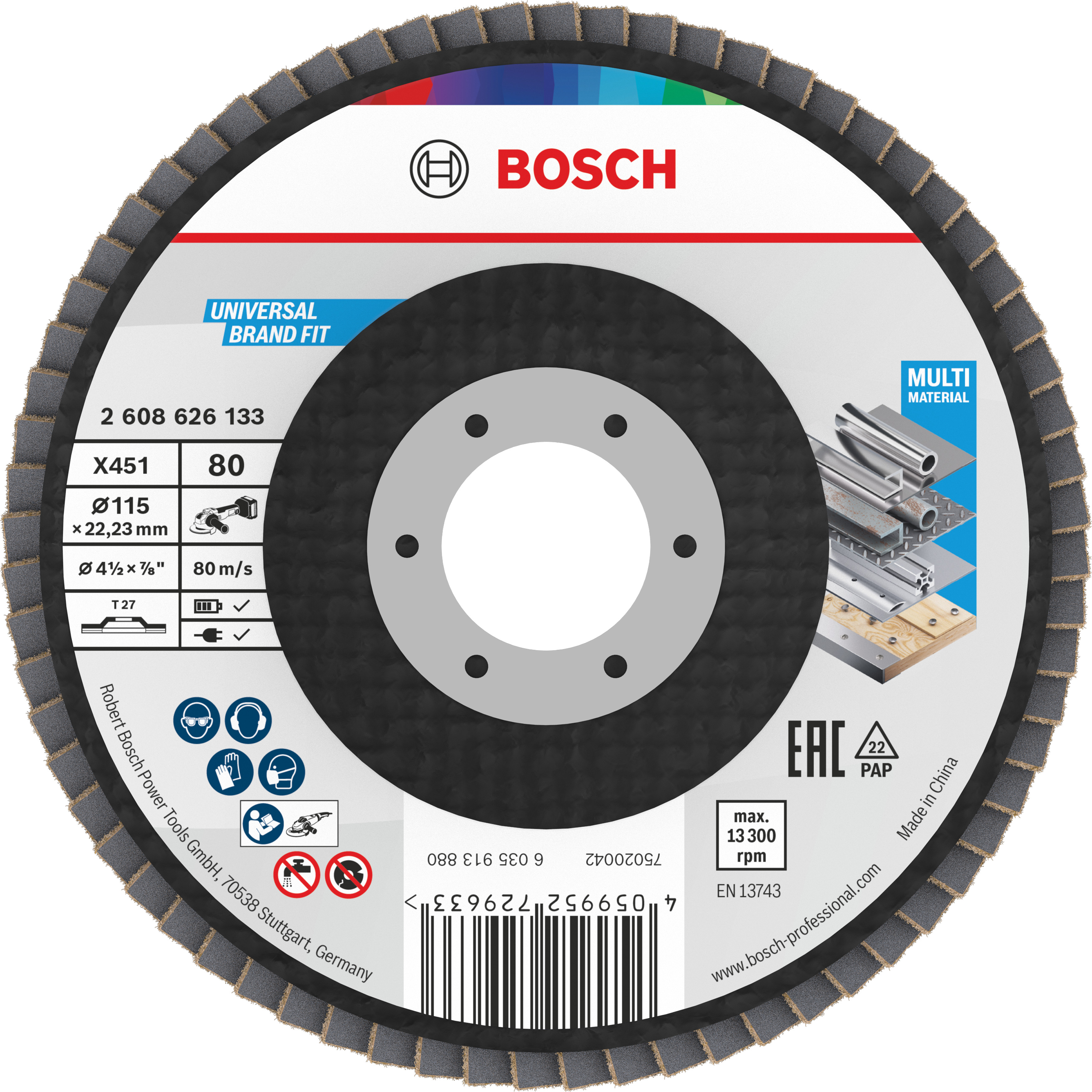 Bosch Accessoires X451 Lamellenschuurschijf | 115 x 22,23 mm | G80 | T27 - 2608626133