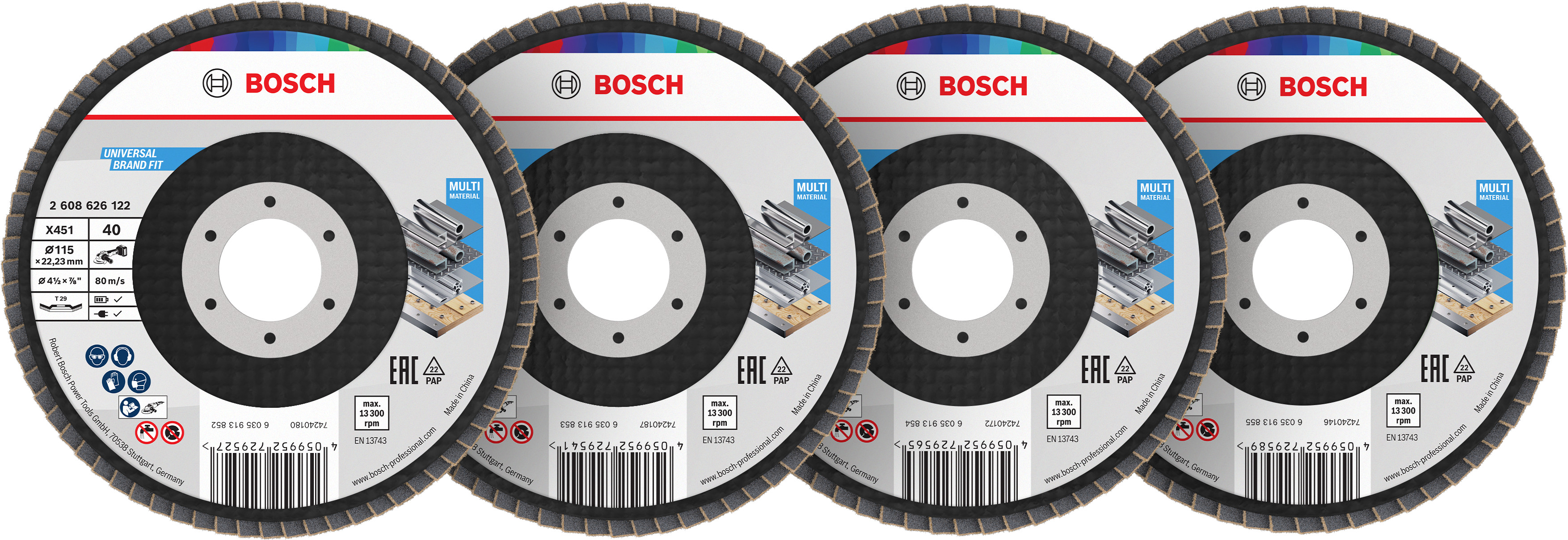 Bosch Accessoires X451 Lamellenschuurschijfset | 115 x 22,23 mm | G40; 60; 80; 120 | T29 | 60 stuks - 2608626159