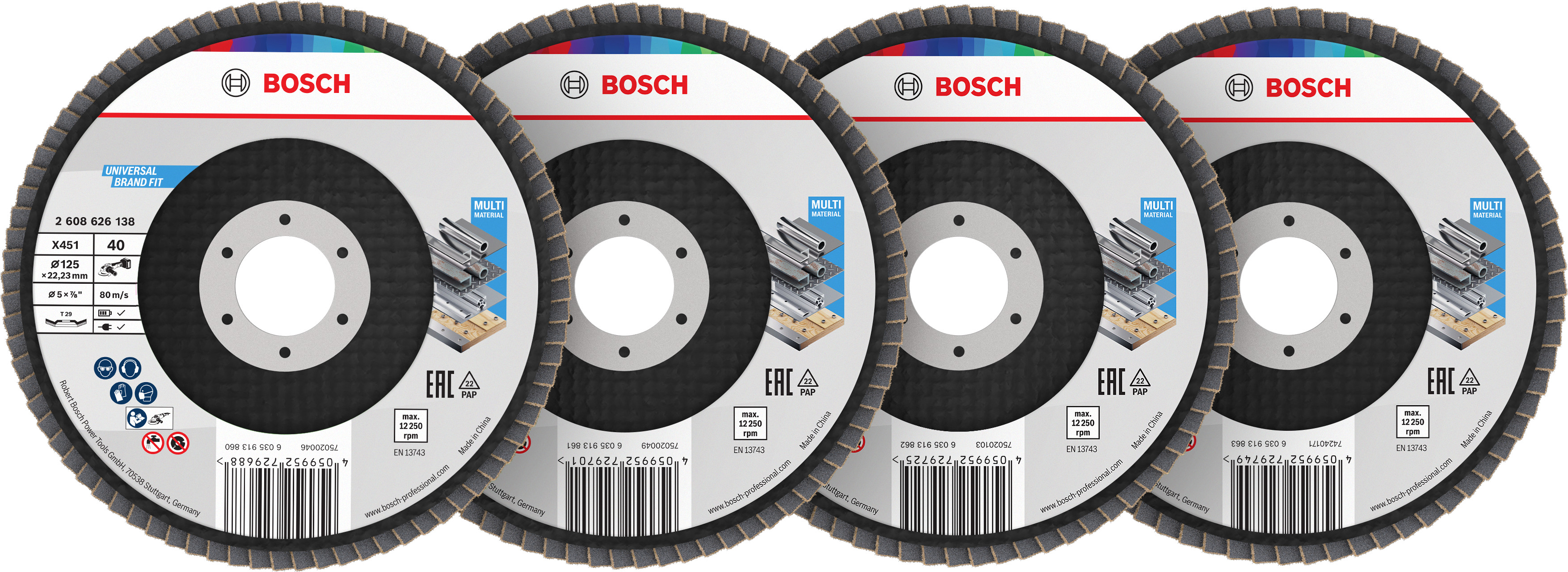 Bosch Accessoires X451 Lamellenschuurschijfset | 125 x 22,23 mm | G40; 60; 80; 120 | T29 | 15 stuks - 2608626162
