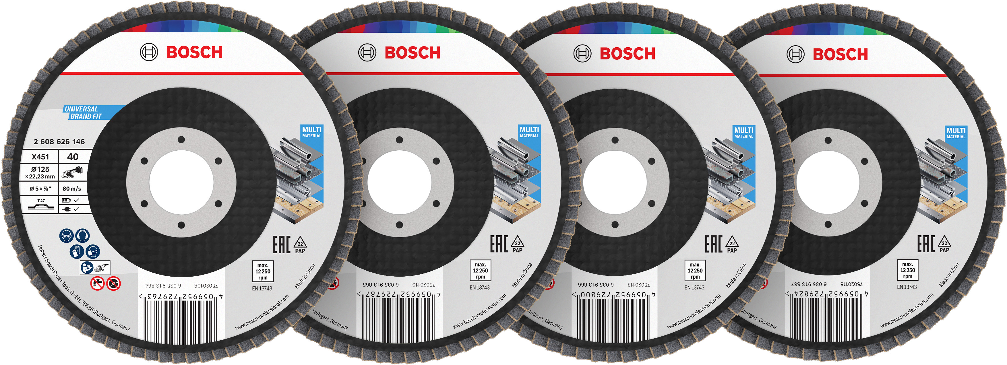 Bosch Accessoires X451 Lamellenschuurschijfset | 125 x 22,23 mm | G40; 60; 80; 120 | T27 | 15 stuks - 2608626166