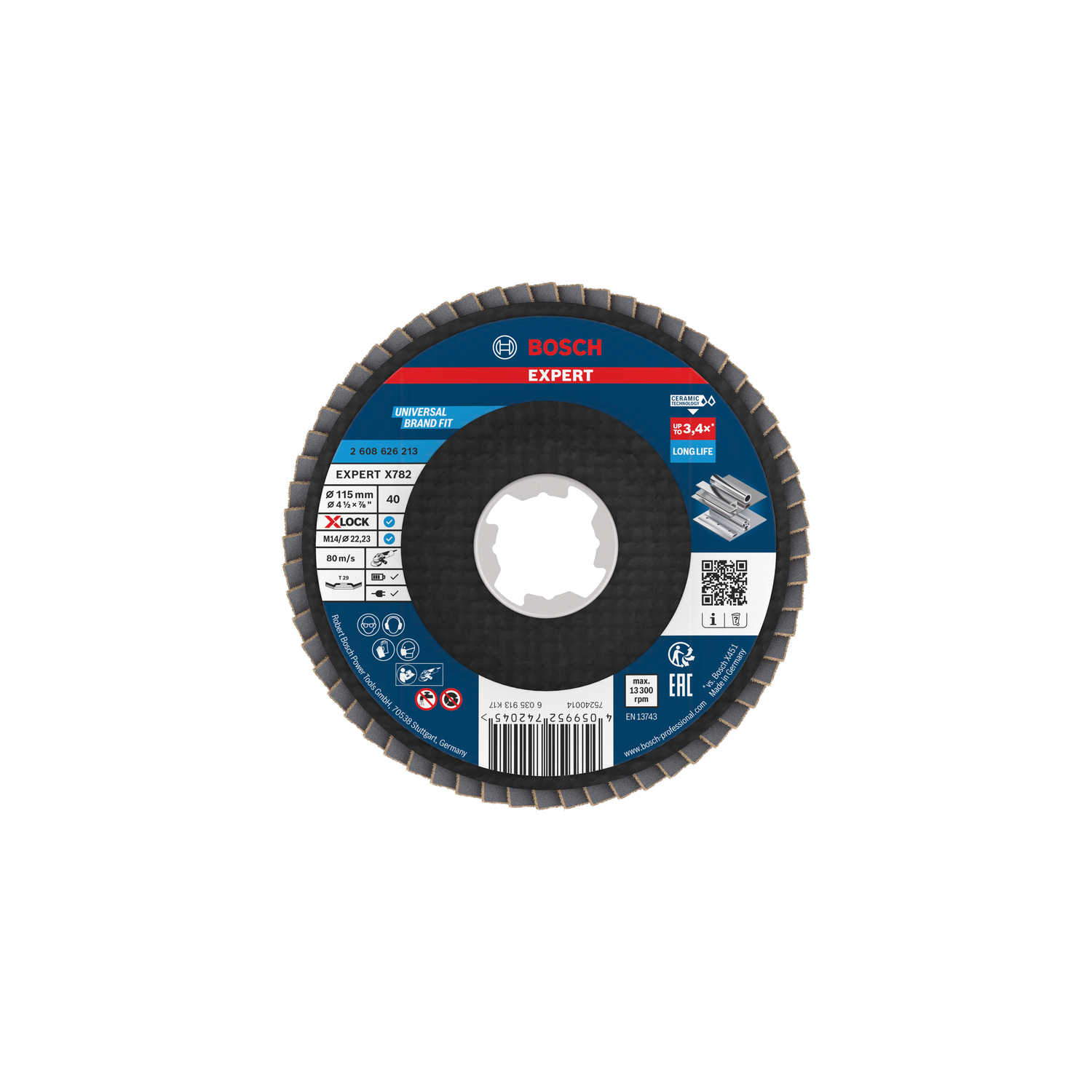 Bosch accessoires EXPERT X782 Ceramic Lamellenschijf | Ø115 schuin G40 Fiber X-LOCK - 2608626213