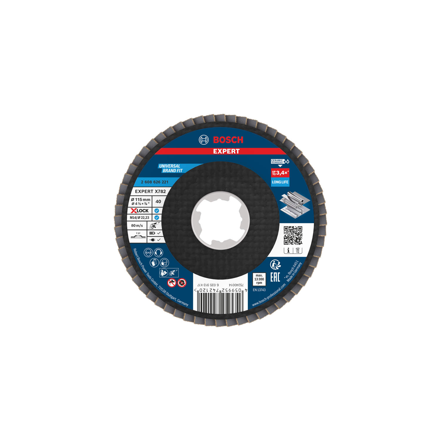 Bosch accessoires EXPERT X782 Ceramic Lamellenschijf | Ø115 recht G40 Fiber X-LOCK - 2608626221