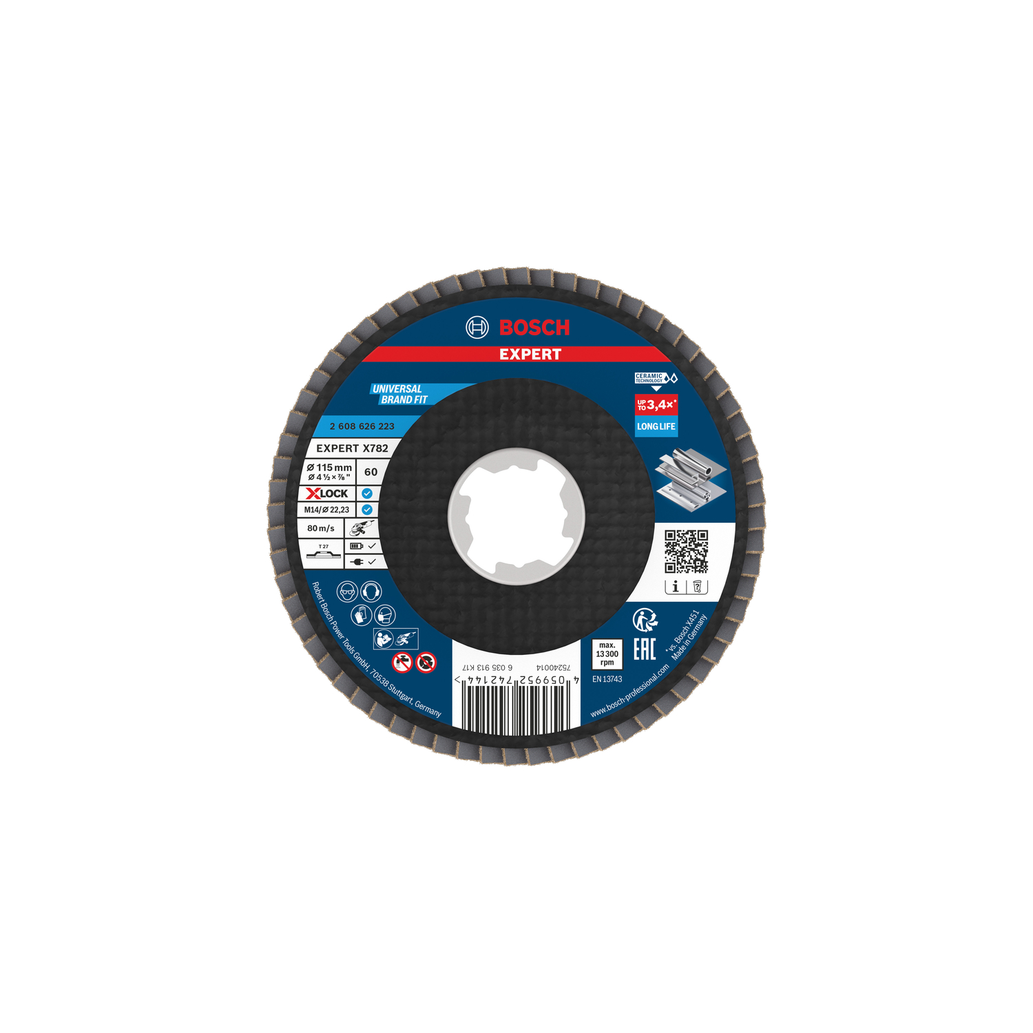 Bosch accessoires EXPERT X782 Ceramic Lamellenschijf | Ø115 recht G60 Fiber X-LOCK - 2608626223
