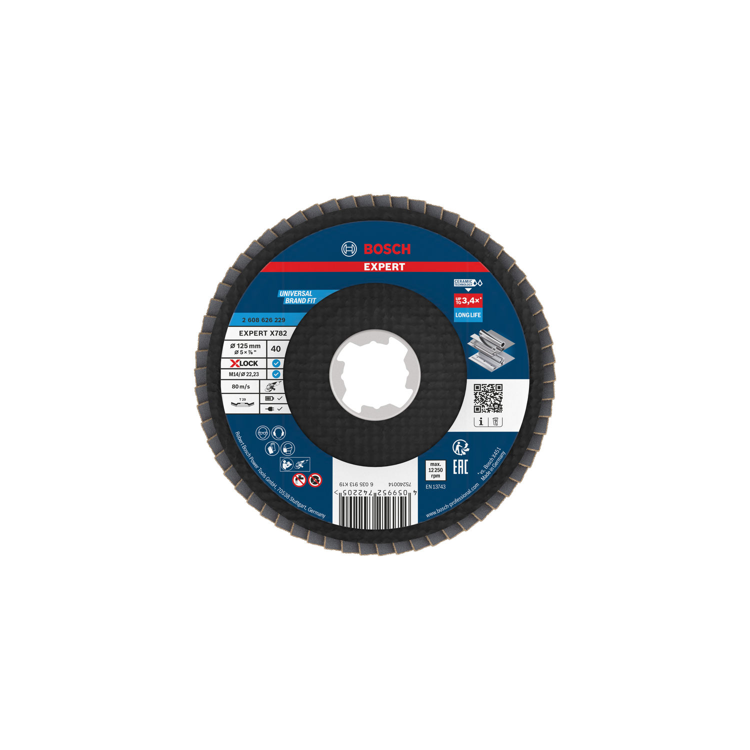 Bosch accessoires EXPERT X782 Ceramic Lamellenschijf | Ø125 schuin G40 Fiber X-LOCK - 2608626229