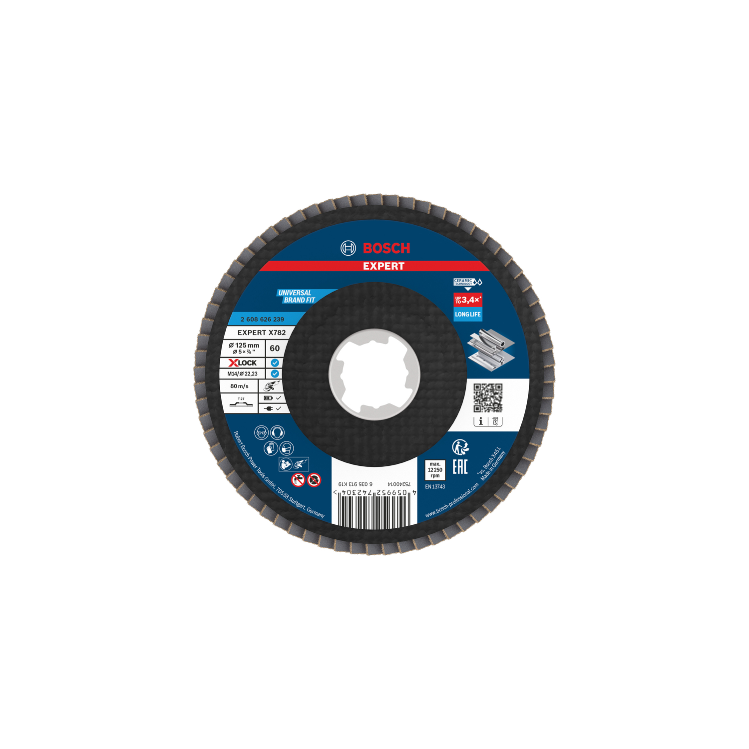 Bosch accessoires EXPERT X782 Ceramic Lamellenschijf | Ø125 recht G60 Fiber X-LOCK - 2608626239