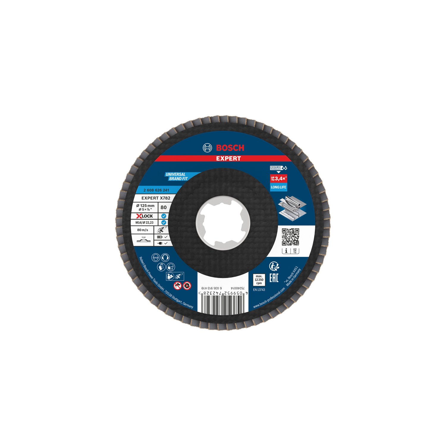 Bosch accessoires EXPERT X782 Ceramic Lamellenschijf | Ø125 recht G80 Fiber X-LOCK - 2608626241