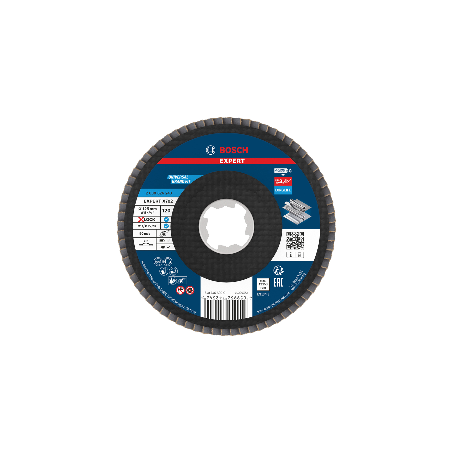 Bosch accessoires EXPERT X782 Ceramic Lamellenschijf | Ø125 recht G120 Fiber X-LOCK - 2608626243