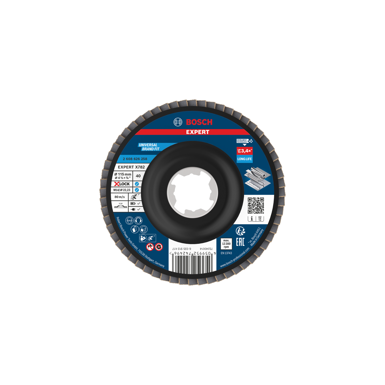 Bosch accessoires EXPERT X782 Ceramic Lamellenschijf | Ø115 recht G40 kunststof X-LOCK - 2608626258