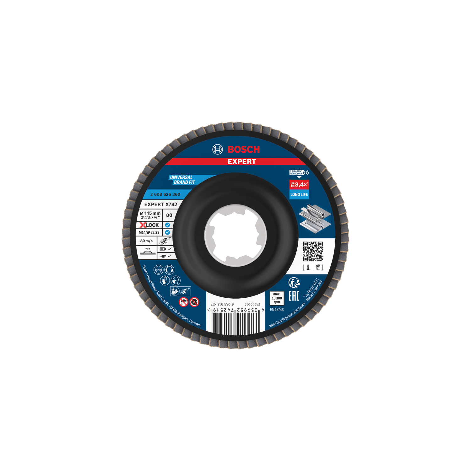 Bosch accessoires EXPERT X782 Ceramic Lamellenschijf | Ø115 recht G80 kunststof X-LOCK - 2608626260