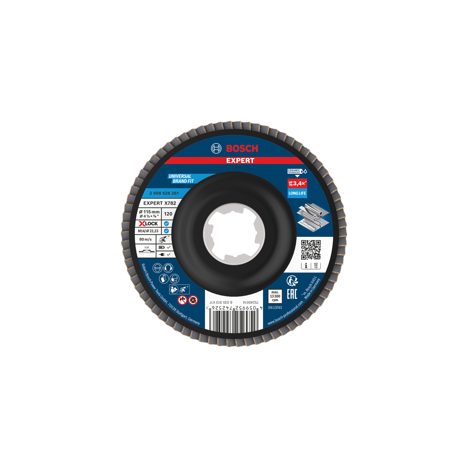 Bosch accessoires EXPERT X782 Ceramic Lamellenschijf | Ø115 recht G120 kunststof X-LOCK - 2608626261
