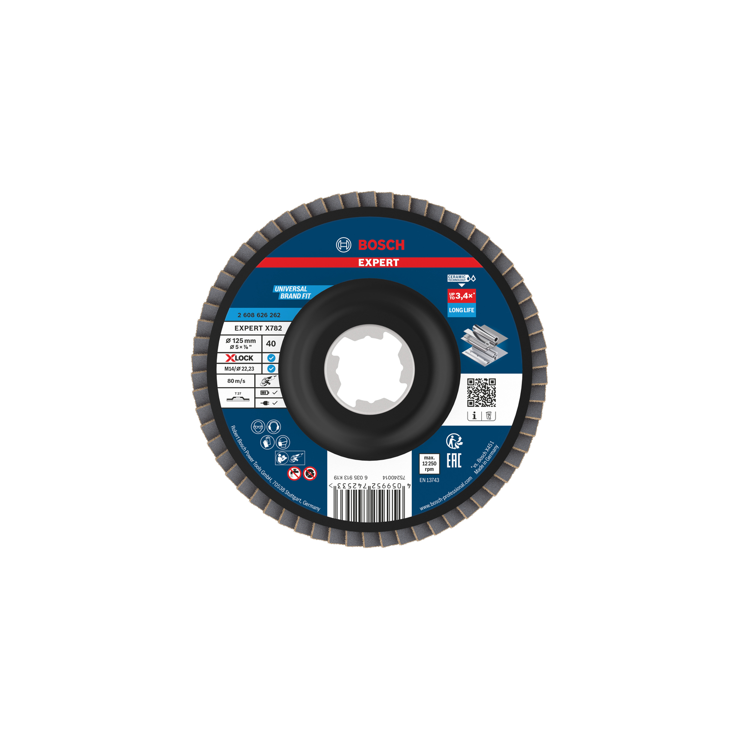 Bosch accessoires EXPERT X782 Ceramic Lamellenschijf | Ø125 recht G40 kunststof X-LOCK - 2608626262