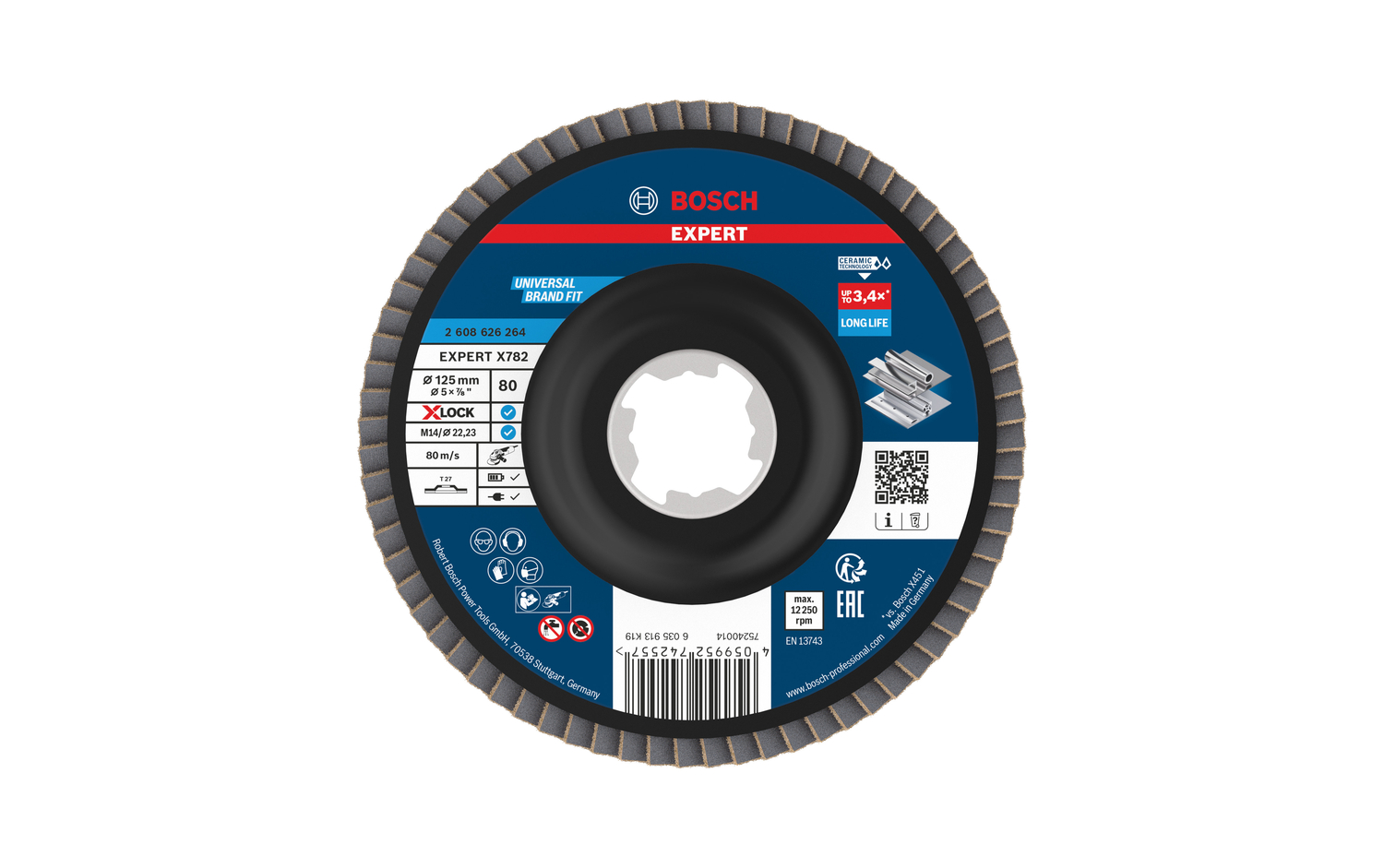 Bosch accessoires EXPERT X782 Ceramic Lamellenschijf | Ø125 recht G80 kunststof X-LOCK - 2608626264
