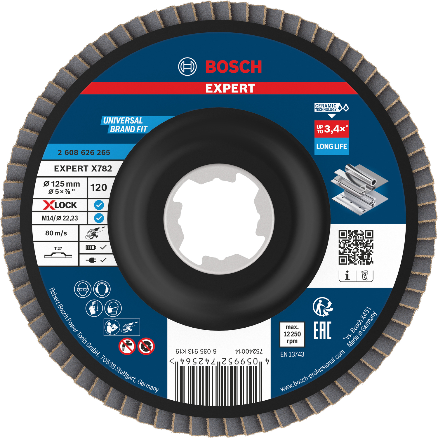Bosch accessoires EXPERT X782 Ceramic Lamellenschijf | Ø125 recht G120 kunststof X-LOCK - 2608626265