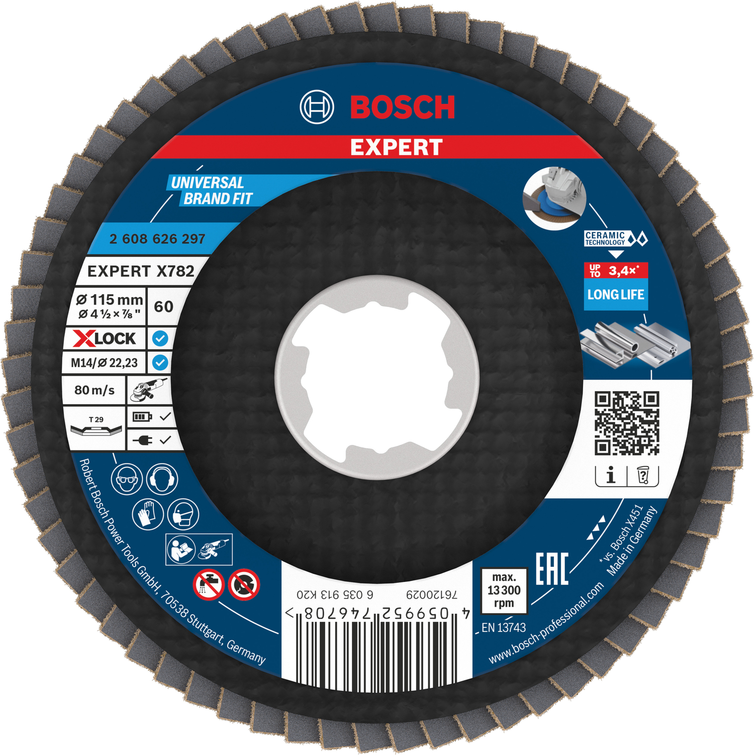Bosch accessoires EXPERT X782 Ceramic Lamellenschijf | Ø115 schuin G60 af te korten X-LOCK - 2608626297