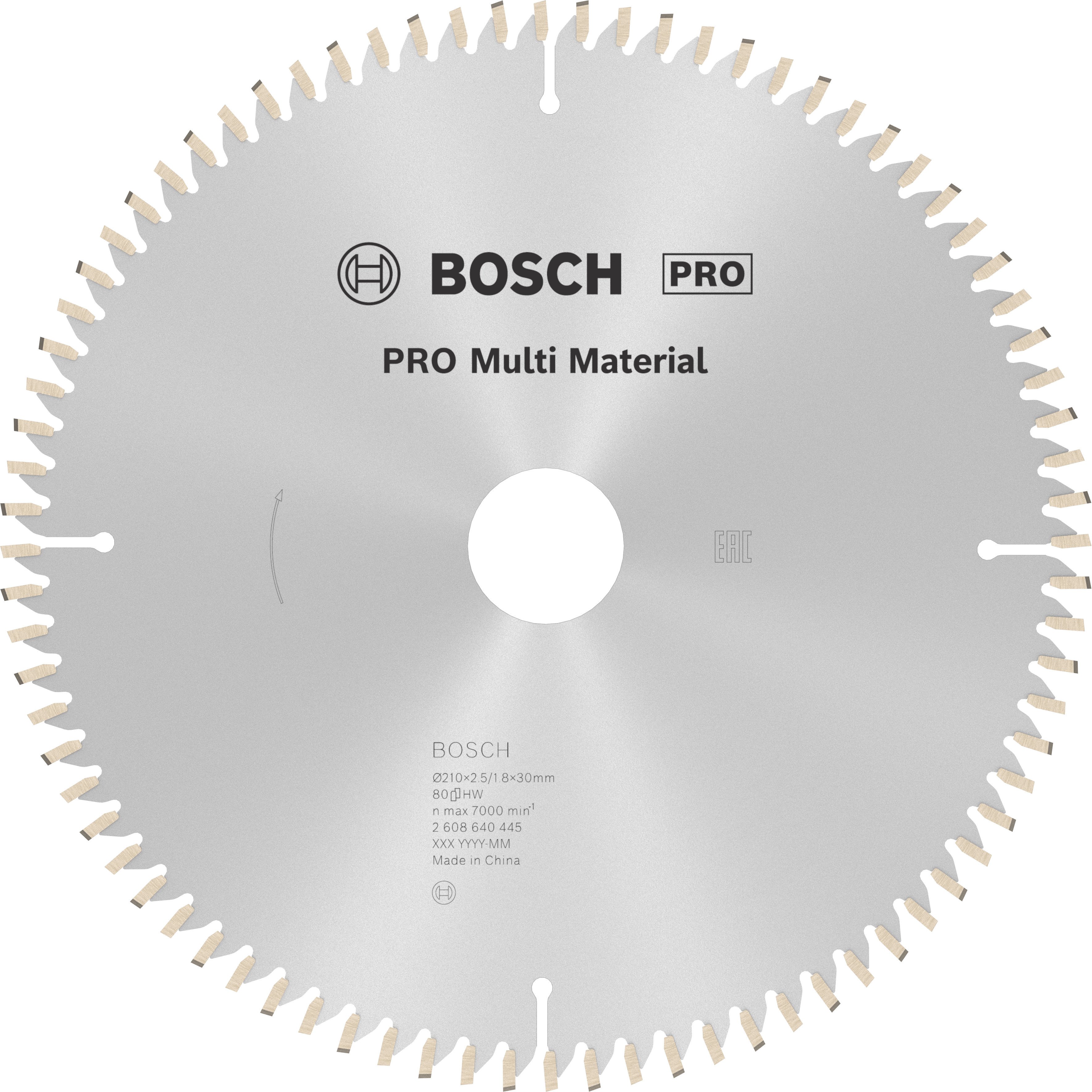Bosch Accessoires Cirkelzaagblad Multi Material 210 x 30 x 2,5 mm, 80 1st - 2608640445