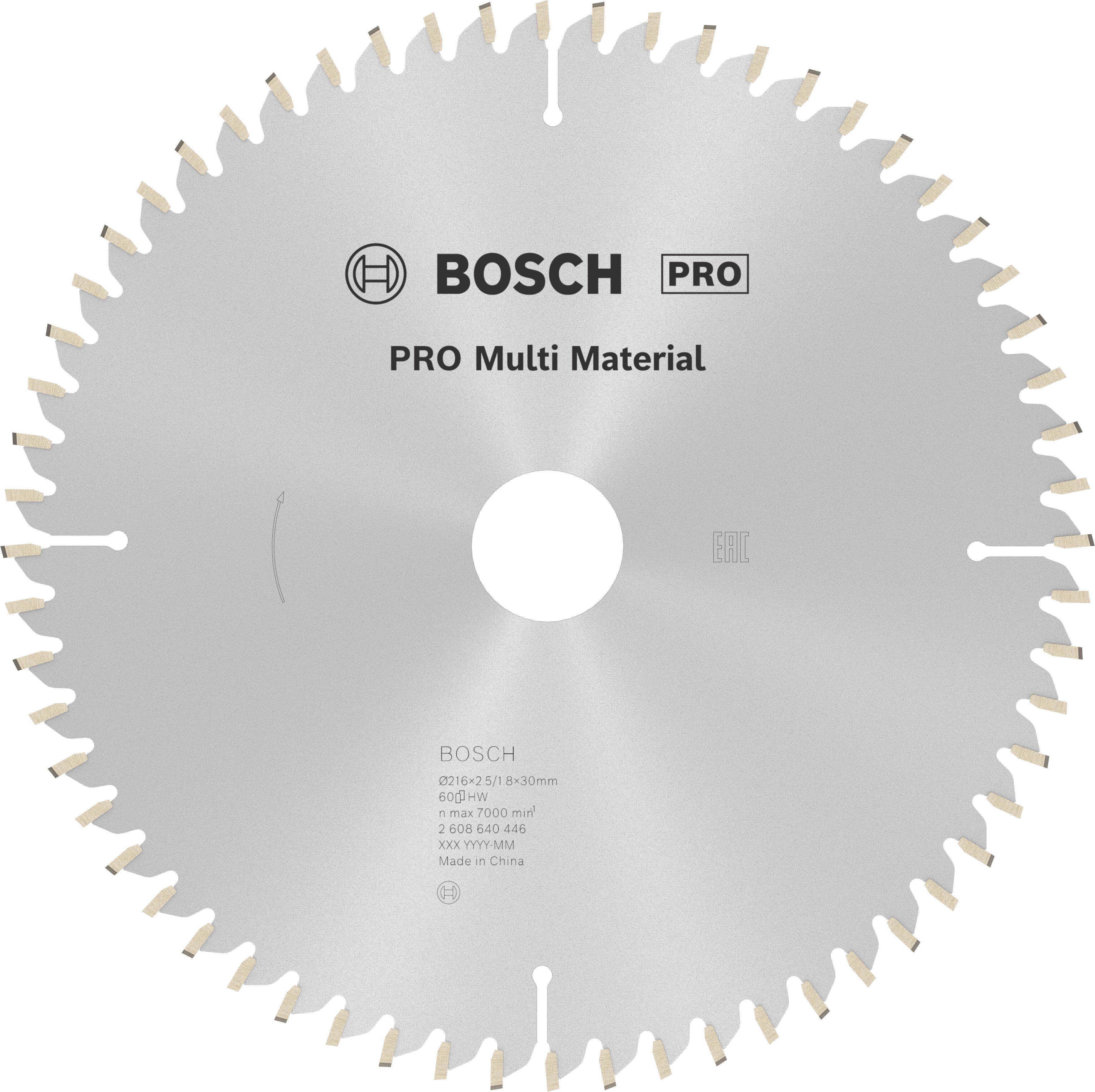 Bosch Accessoires Cirkelzaagblad Multi Material 216 x 30 x 2,5 mm, 60 1st - 2608640446