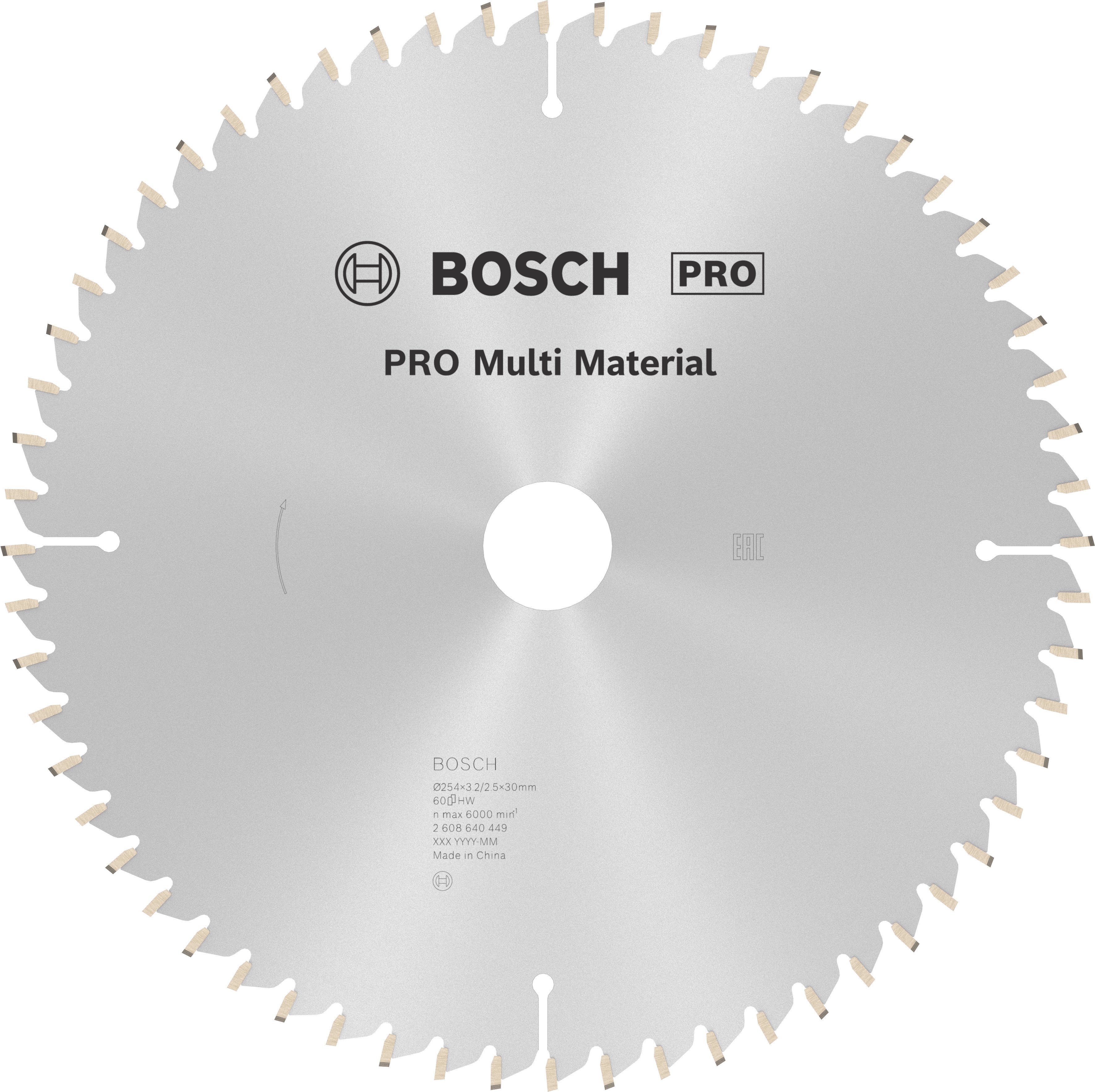 Bosch Accessoires Cirkelzaagblad Multi Material 254 x 30 x 3,2 mm, 60 1st - 2608640449